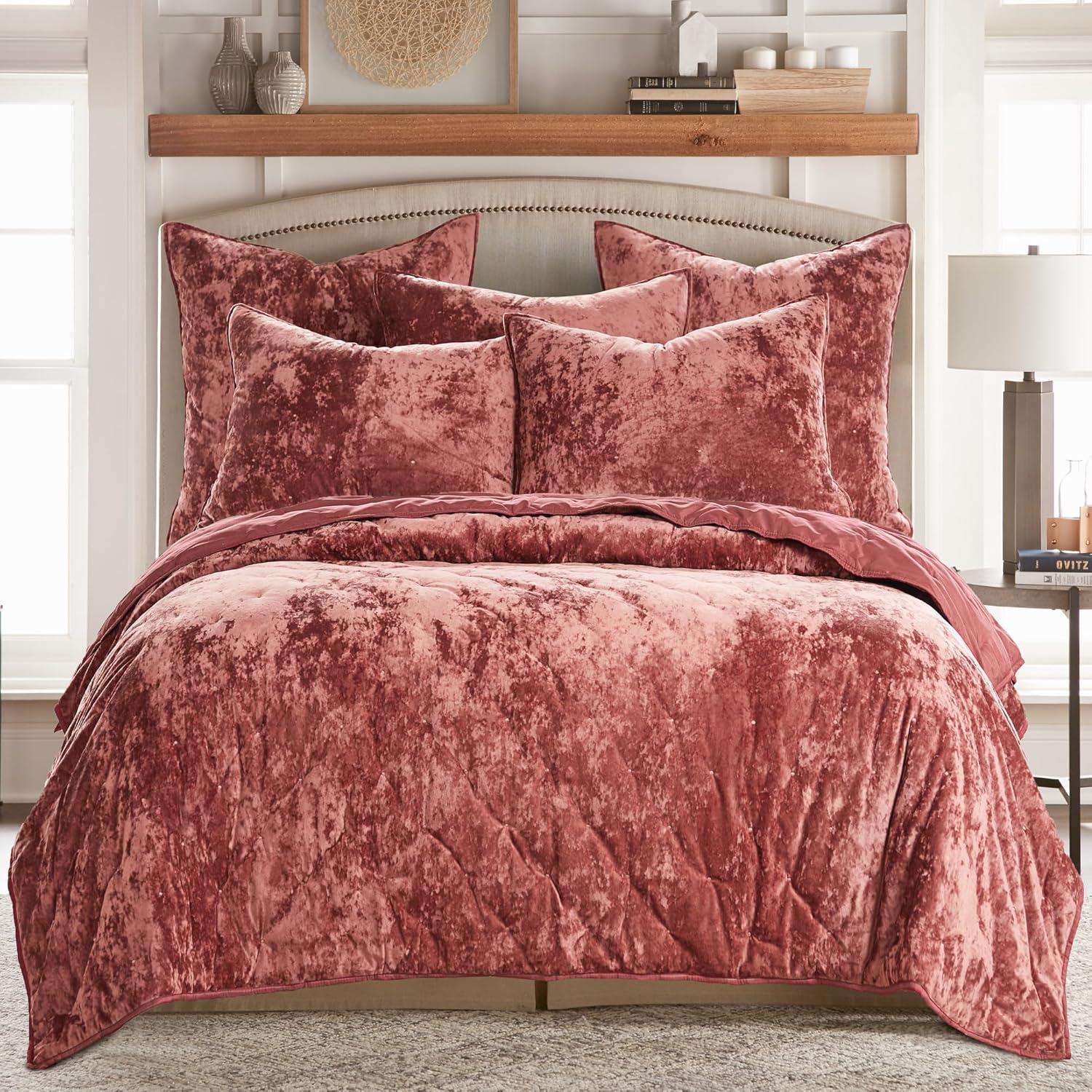 Abruzzi Velvet Red Full/Queen Quilt - Birch Hill by Levtex Home