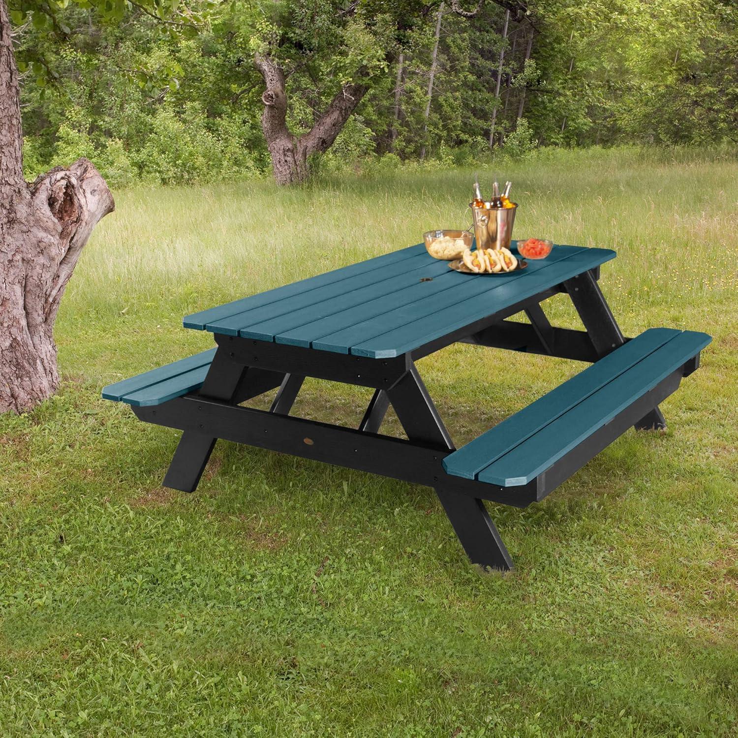 6-Foot Shale Poly Lumber Picnic Table with Black Frame