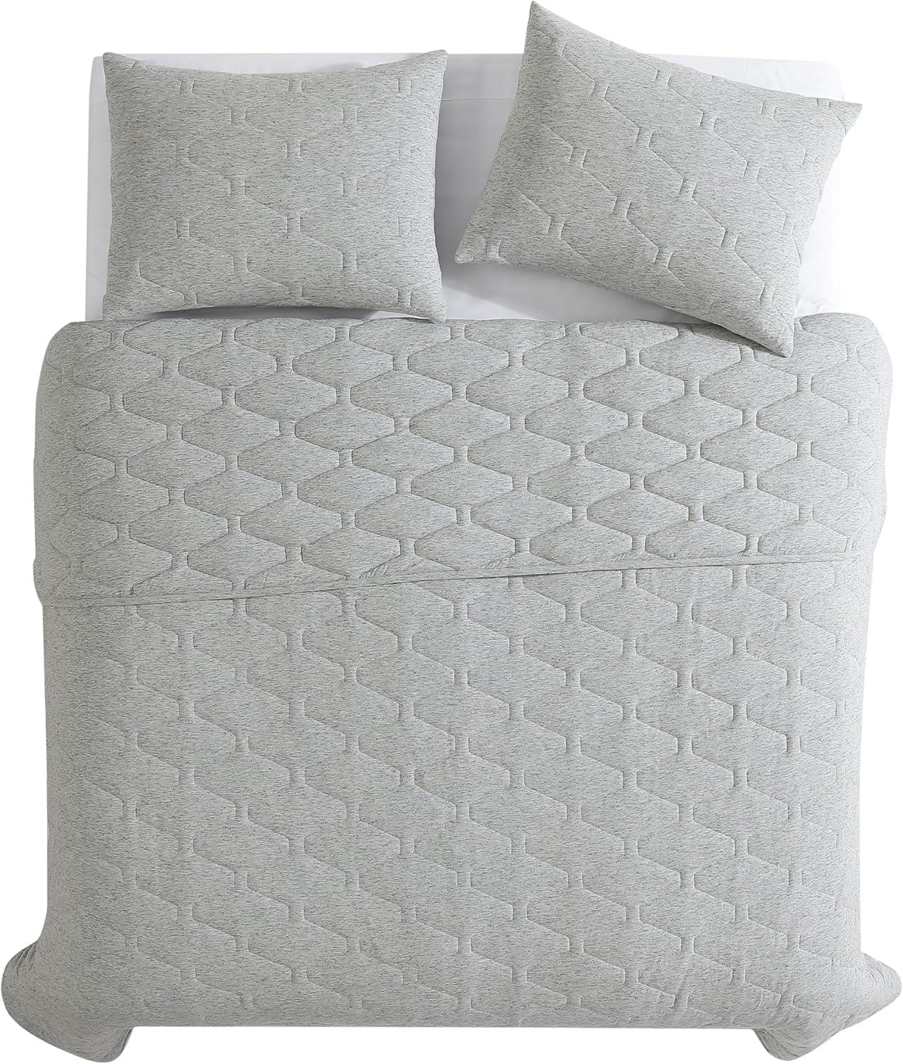 Jersey Gray Cotton Blend 3 Piece Quilt Set