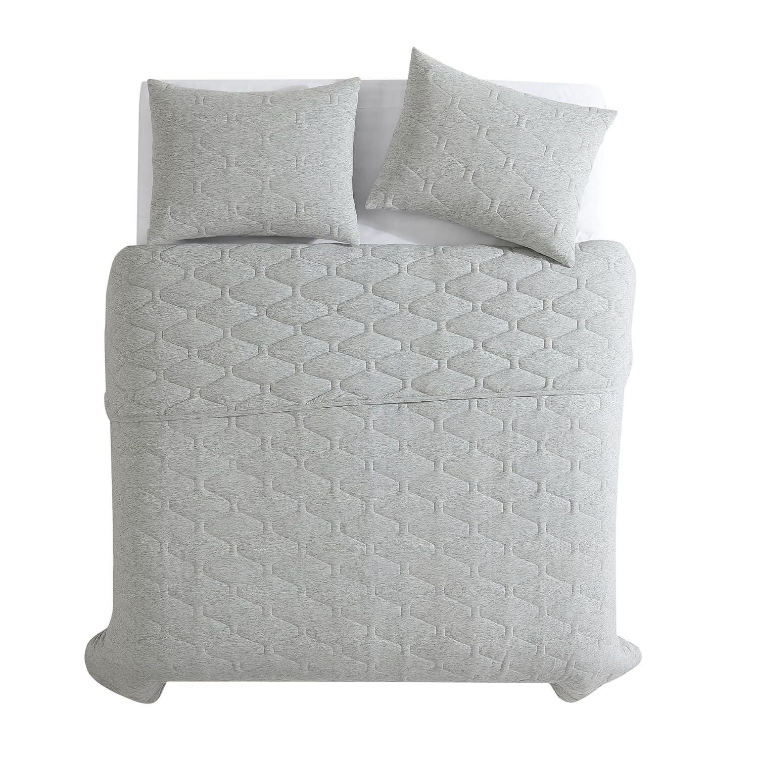 Jersey Gray Cotton Blend 3 Piece Quilt Set