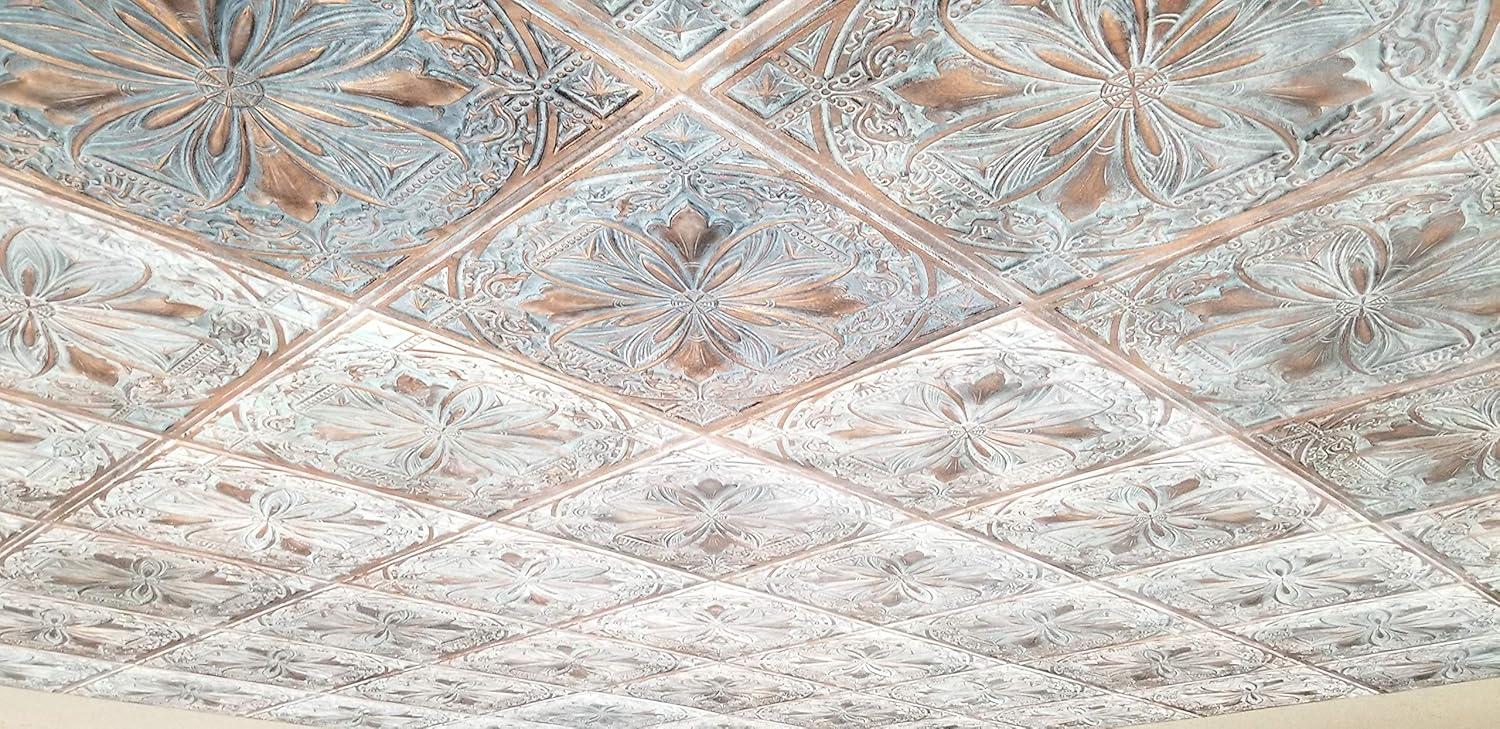 FromPlainToBeautifulInHours Milan 24'' L x 24'' W Textured PVC Drop-In & Glue Up Ceiling Tile Ceiling Tile (Set of 10)