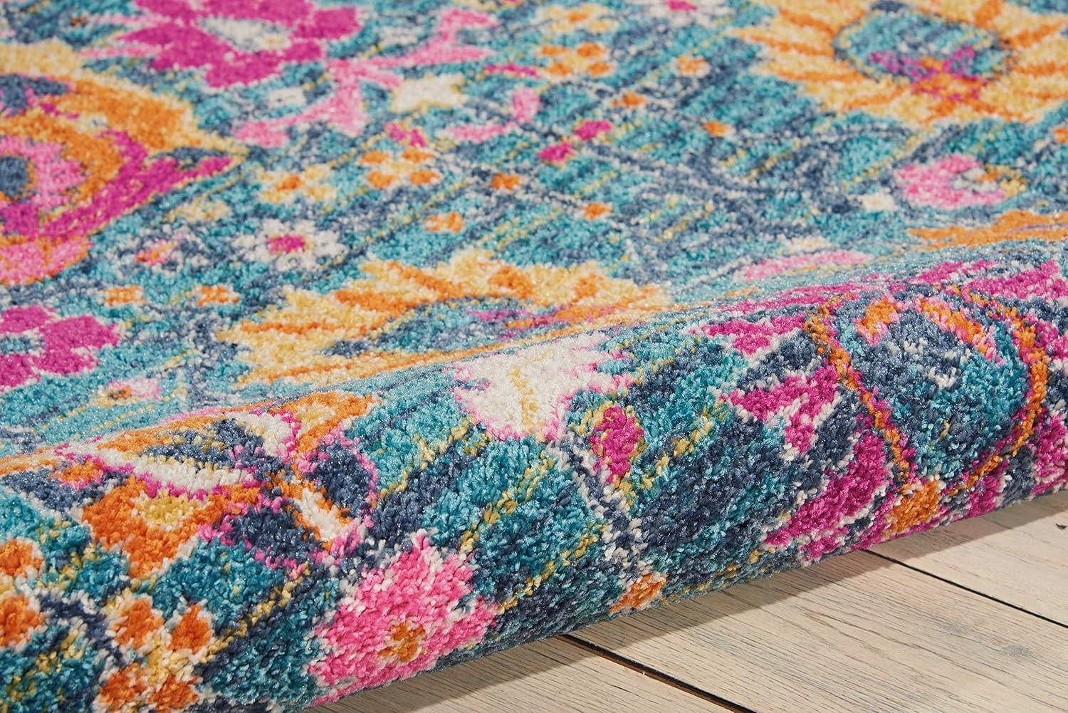 Handmade Floral Denim Rectangular Synthetic 4' x 6' Rug