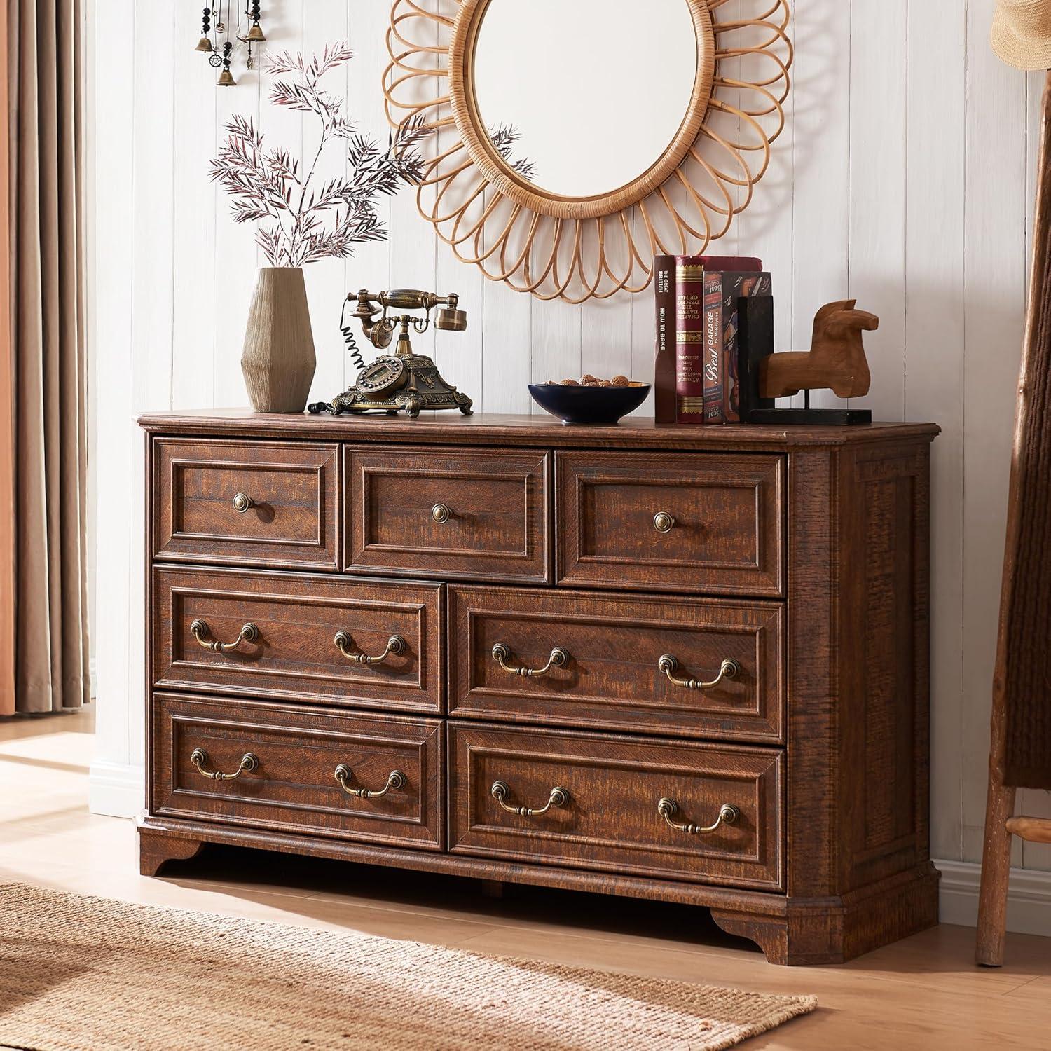 Laurel Foundry Modern Farmhouse® Theron Farmhouse 5 Drawer Bedroom Dresser, Wood Tall Chest of Drawers, Closet Storage for Bedroom