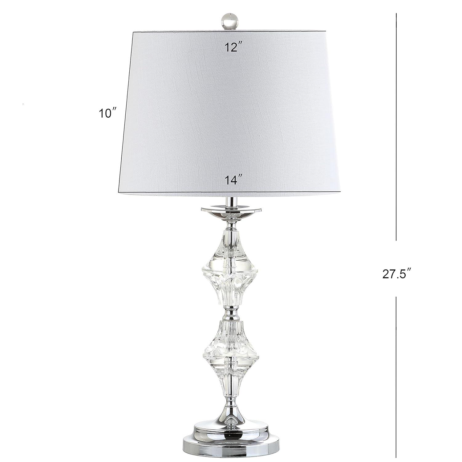 JONATHAN Y JYL2037A-SET2 Madison 27.5" Crystal LED Table Lamp, Clear/Chrome (Set of 2)