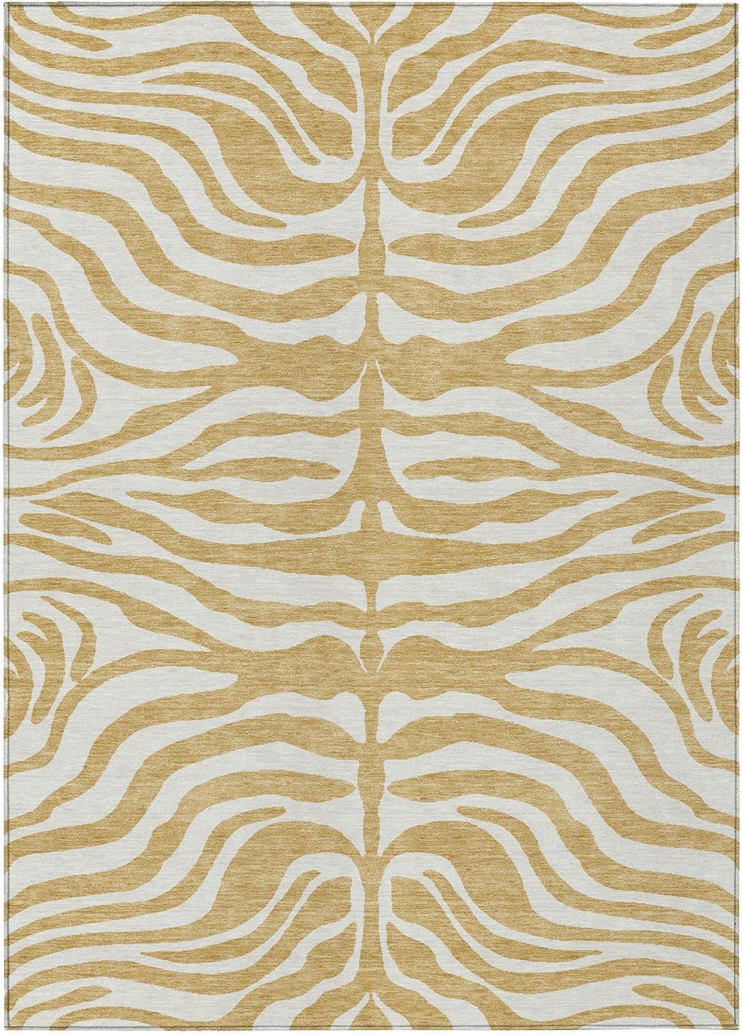 Addison Rugs Chantille ACN1042 Gold 2'6" x 3'10" Indoor Outdoor Area Rug, Easy Clean, Machine Washable, Non Shedding, Bedroom, Entry, Living Room, Dining Room, Kitchen, Patio Rug