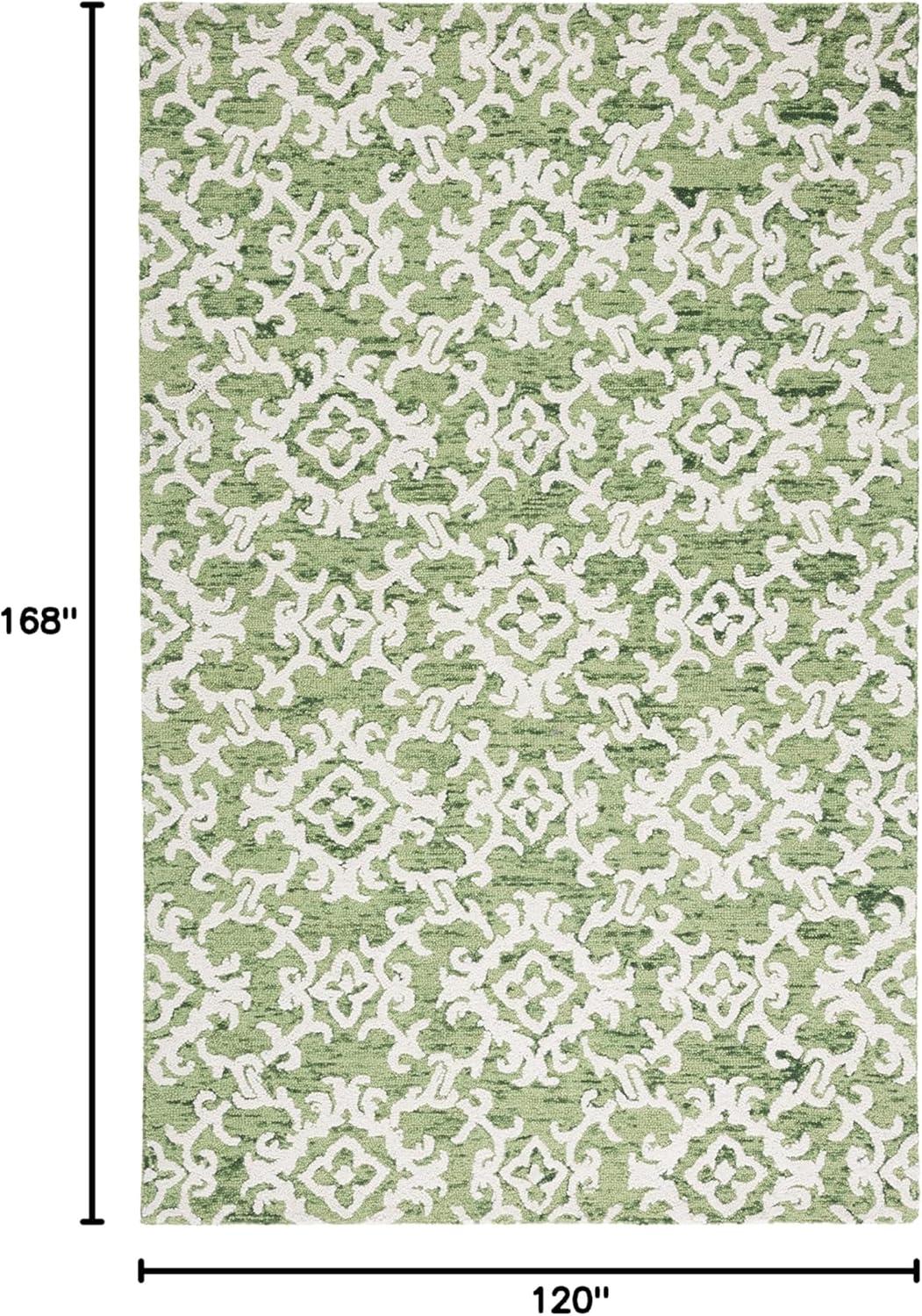SAFAVIEH Blossom Cletus Geometric Wool Area Rug, Green/Ivory, 10' x 14'