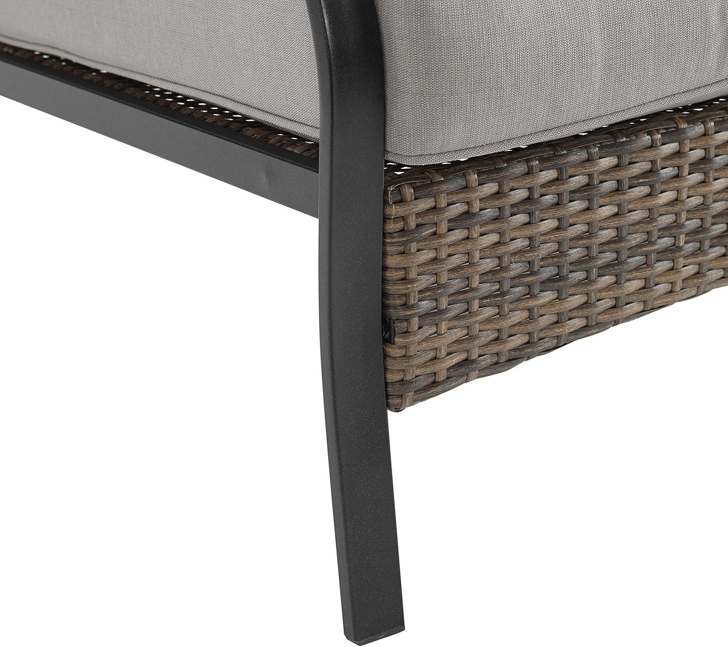 2pk Dahlia Outdoor Steel Arm Chairs Taupe/Matte Black - Crosley: Padded, Weather-Resistant Patio Seating