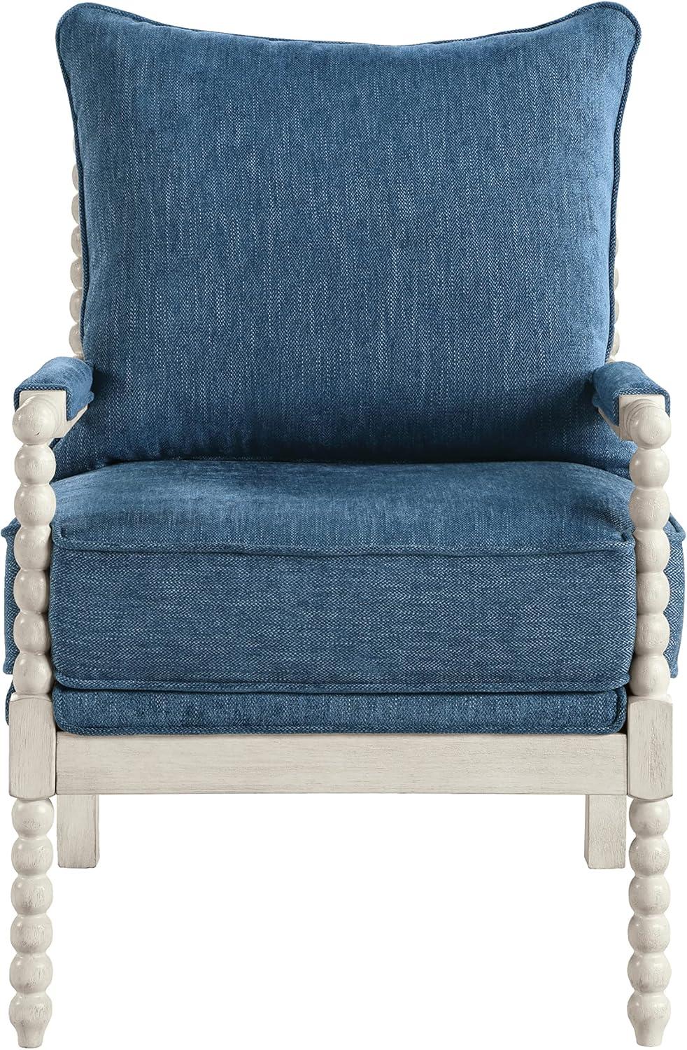 Kaylee Classic Blue Spindle Chaise with White Wood Frame