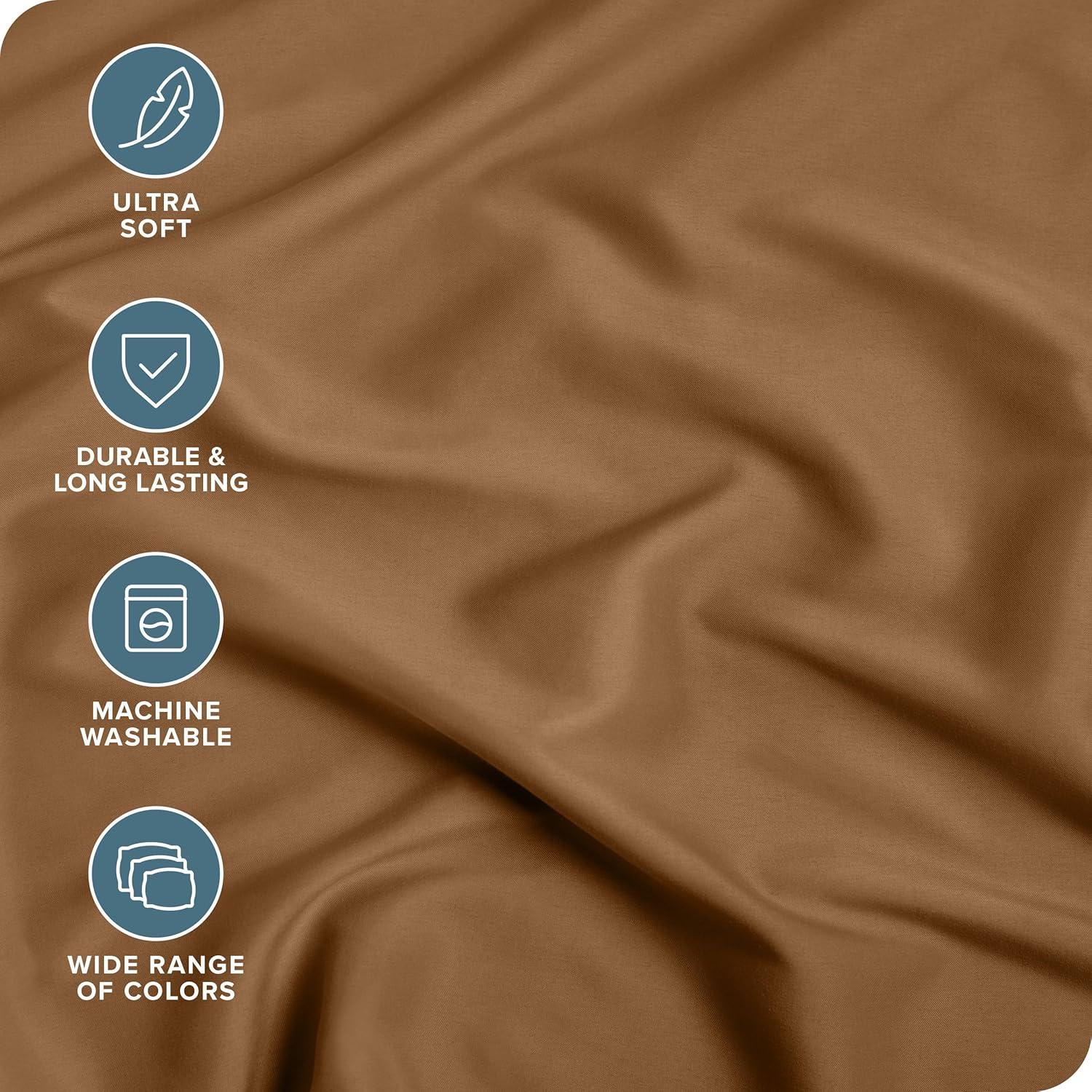 Twin XL Caramel Ultra-Soft Double Brushed Fitted Sheet by Bare Home