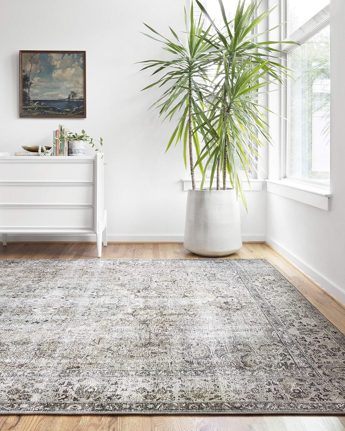 Loloi II Layla Printed Oriental Distressed Taupe / Stone Area Rug