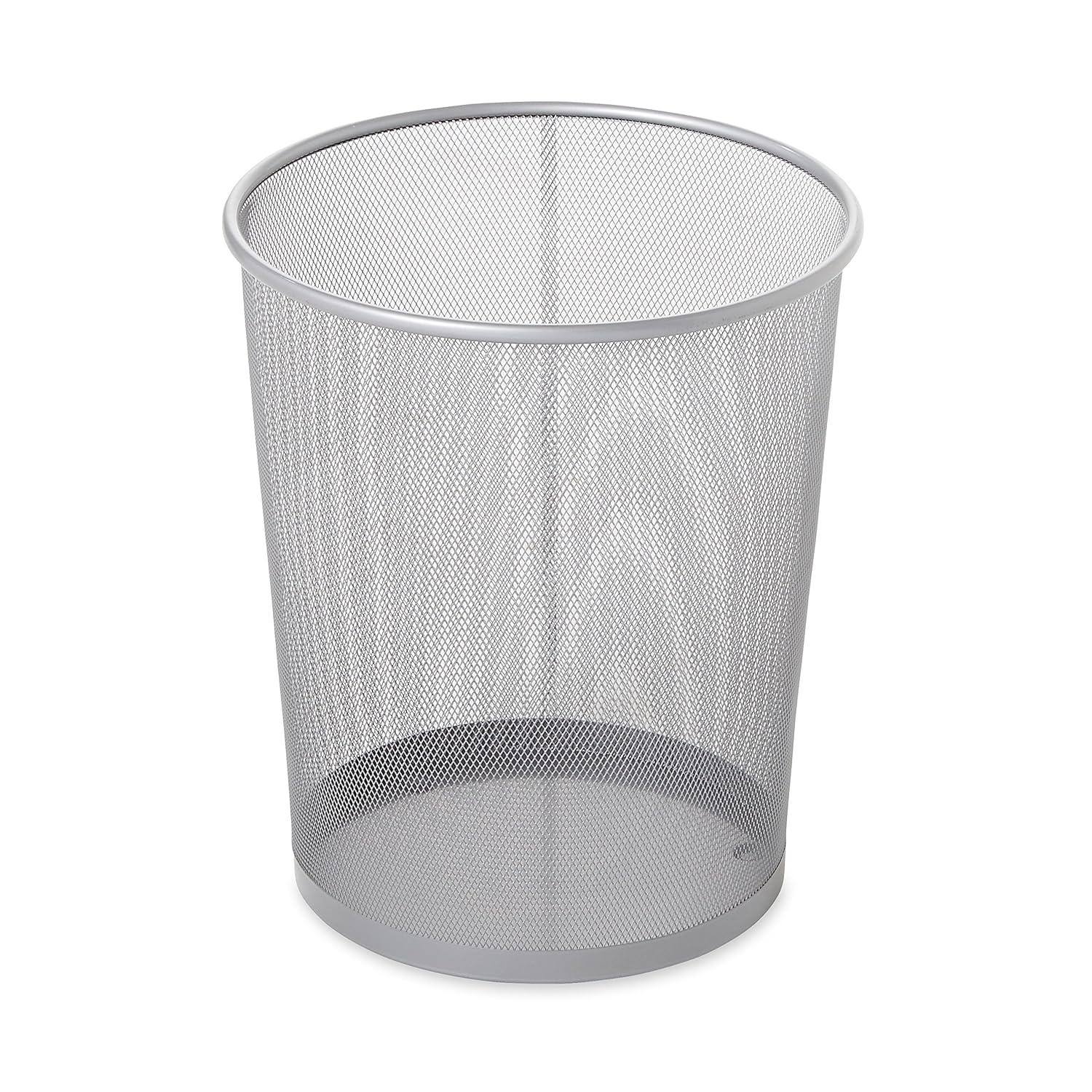 Rubbermaid Commercial Steel Mesh Wastebasket, 5 gal, Steel Mesh, Silver