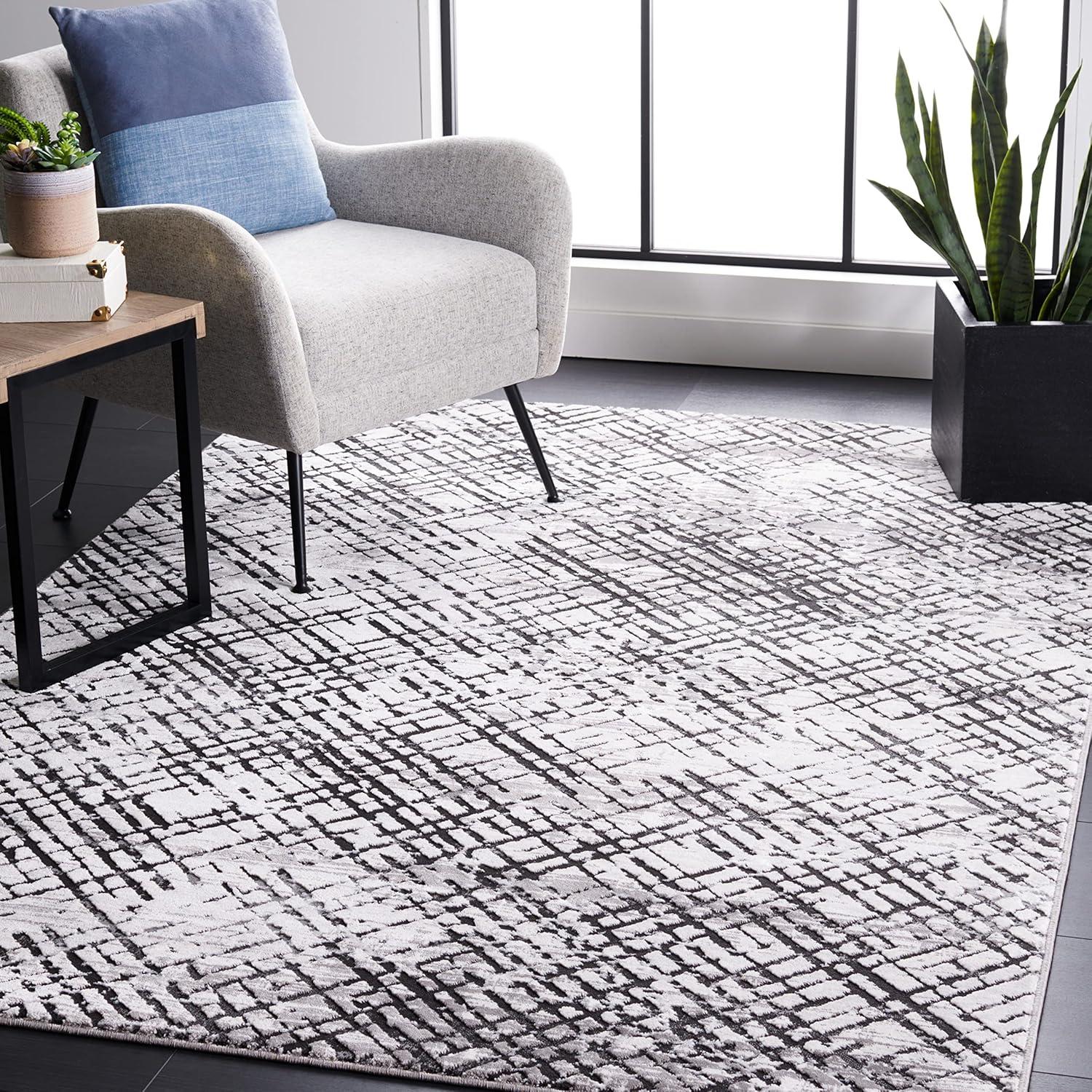 Amelia ALA275 Power Loomed Area Rug - Gray/Charcoal - 6'7"x6'7" - Safavieh.