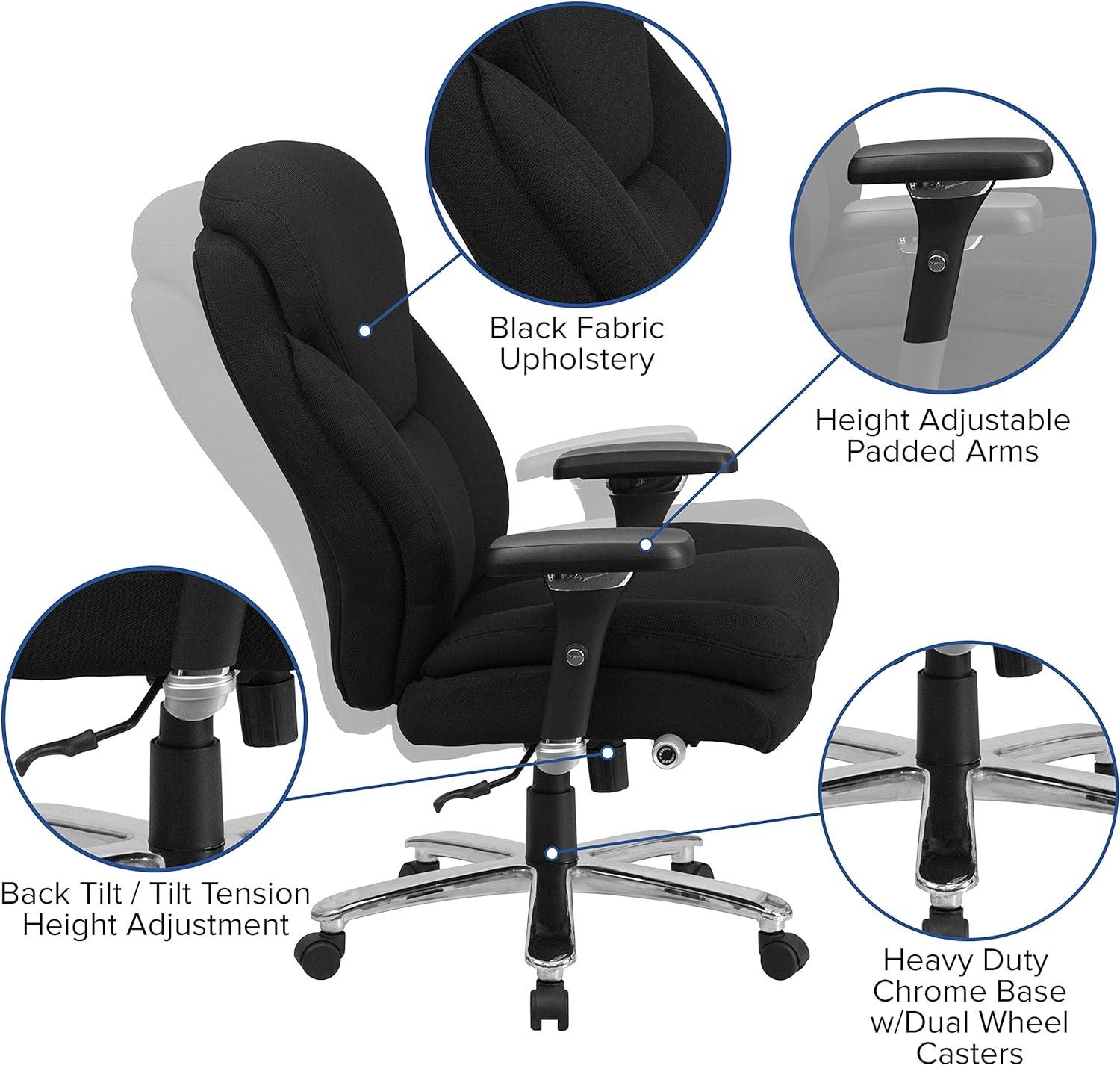 Ergonomic High Back Black Fabric Executive Swivel Office Chair with Lumbar Support