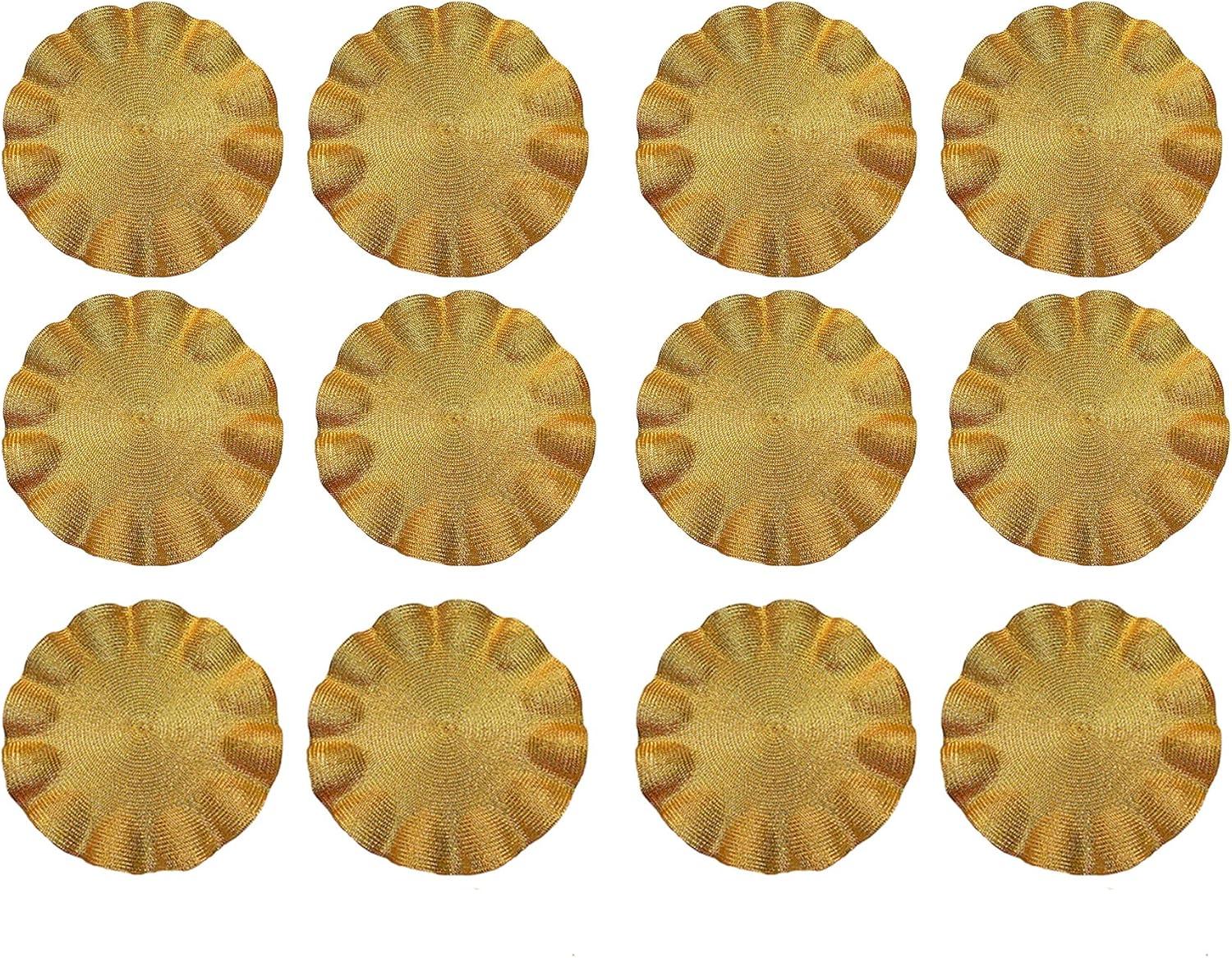 Gold Polyester Round Holiday Party Placemats Set of 12