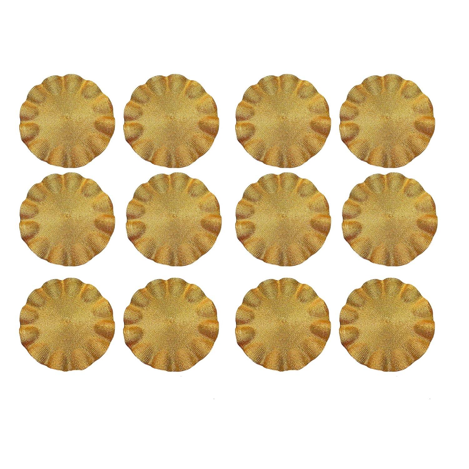 Gold Polyester Round Holiday Party Placemats Set of 12