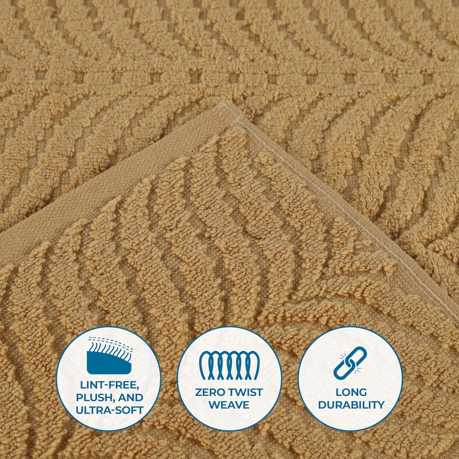 Superior Chevron Zero Twist Cotton 8-Piece Towel Set, Gold