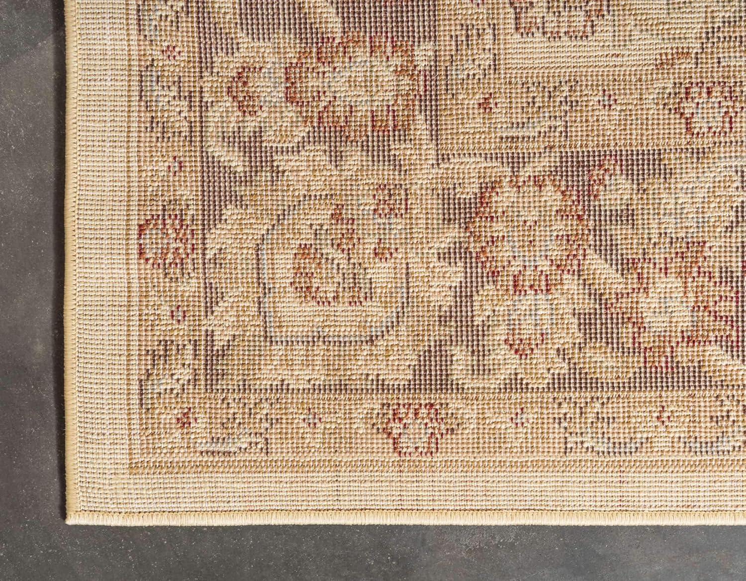 Unique Loom 6' 1 x 6' 1 Square Cream Voyage Asheville Area Rug