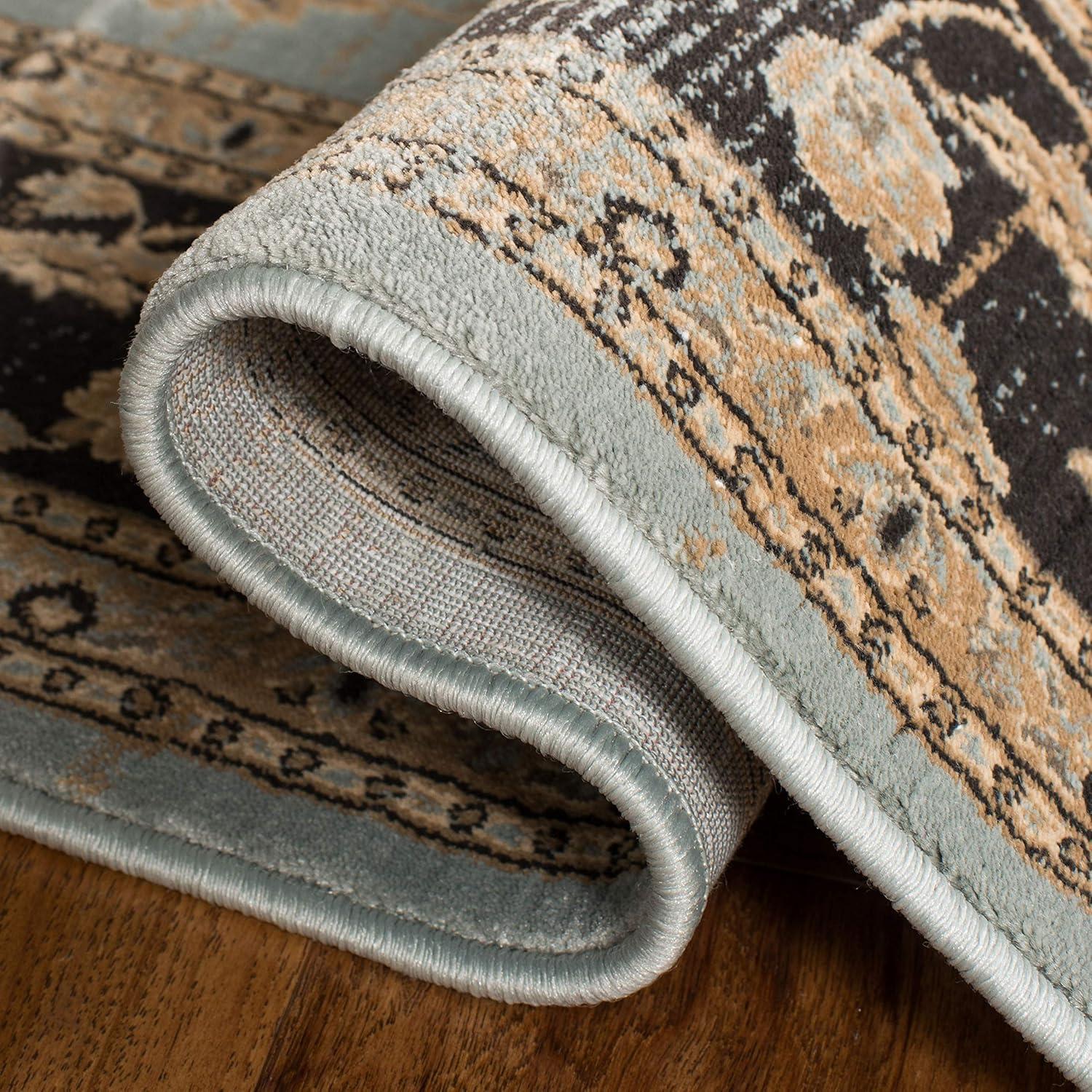 SAFAVIEH Vintage Jessamine Traditional Area Rug, Light Blue/Black, 8' x 11'