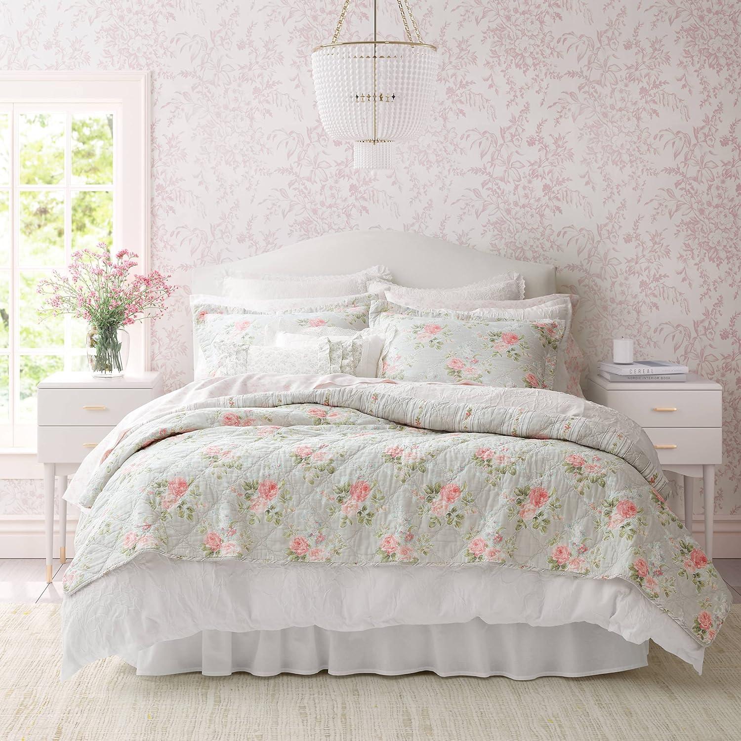 Melany Pink Reversible Cotton Twin Quilt Set