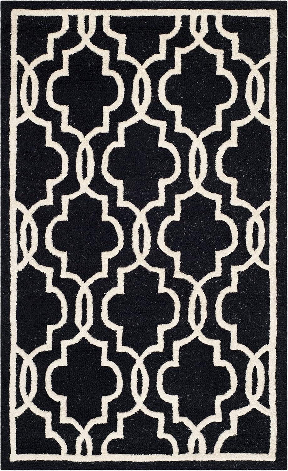 SAFAVIEH Cambridge Kyle Geometric Wool Area Rug, Black/Ivory, 2'6" x 4'