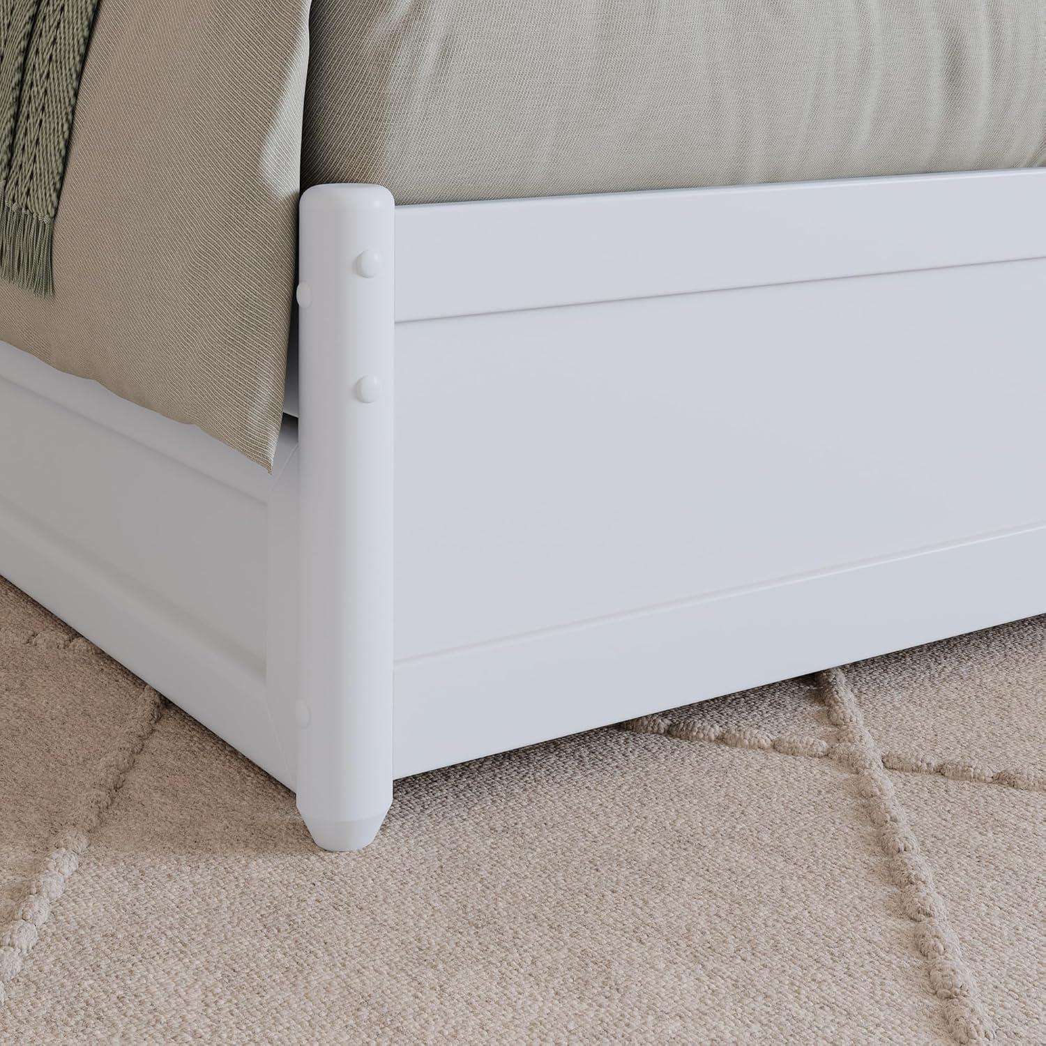 Lucia Twin XL Wood Platform Bed with Panel Footboard & Twin XL Trundle in White