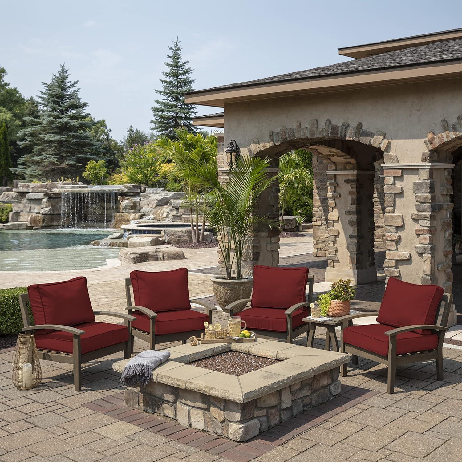 Arden Selections ProFoam Performance Outdoor Deep Seating Cushion Set 22 x 22, Classic Red