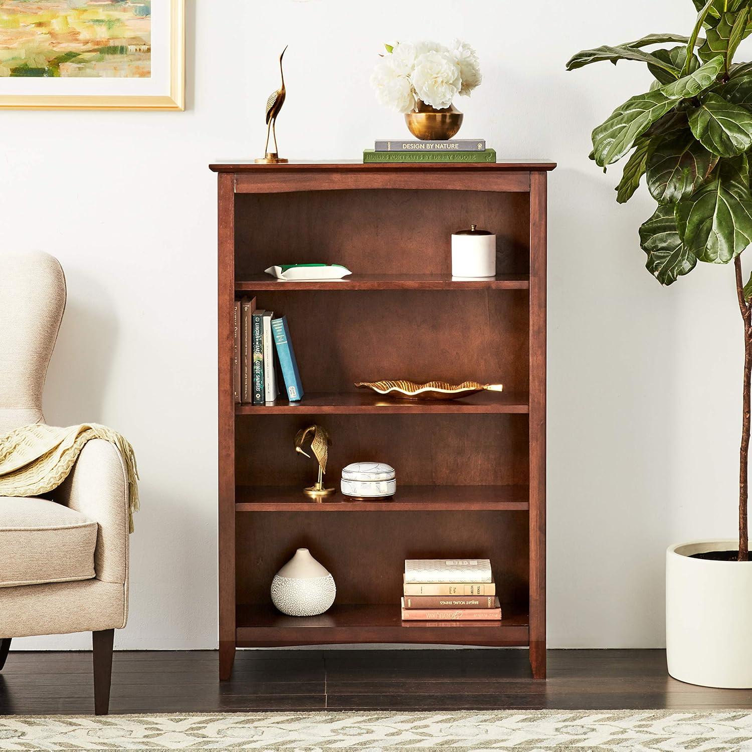 72" Shaker Bookshelf Espresso - International Concepts: Solid Parawood, 6 Fixed Shelves