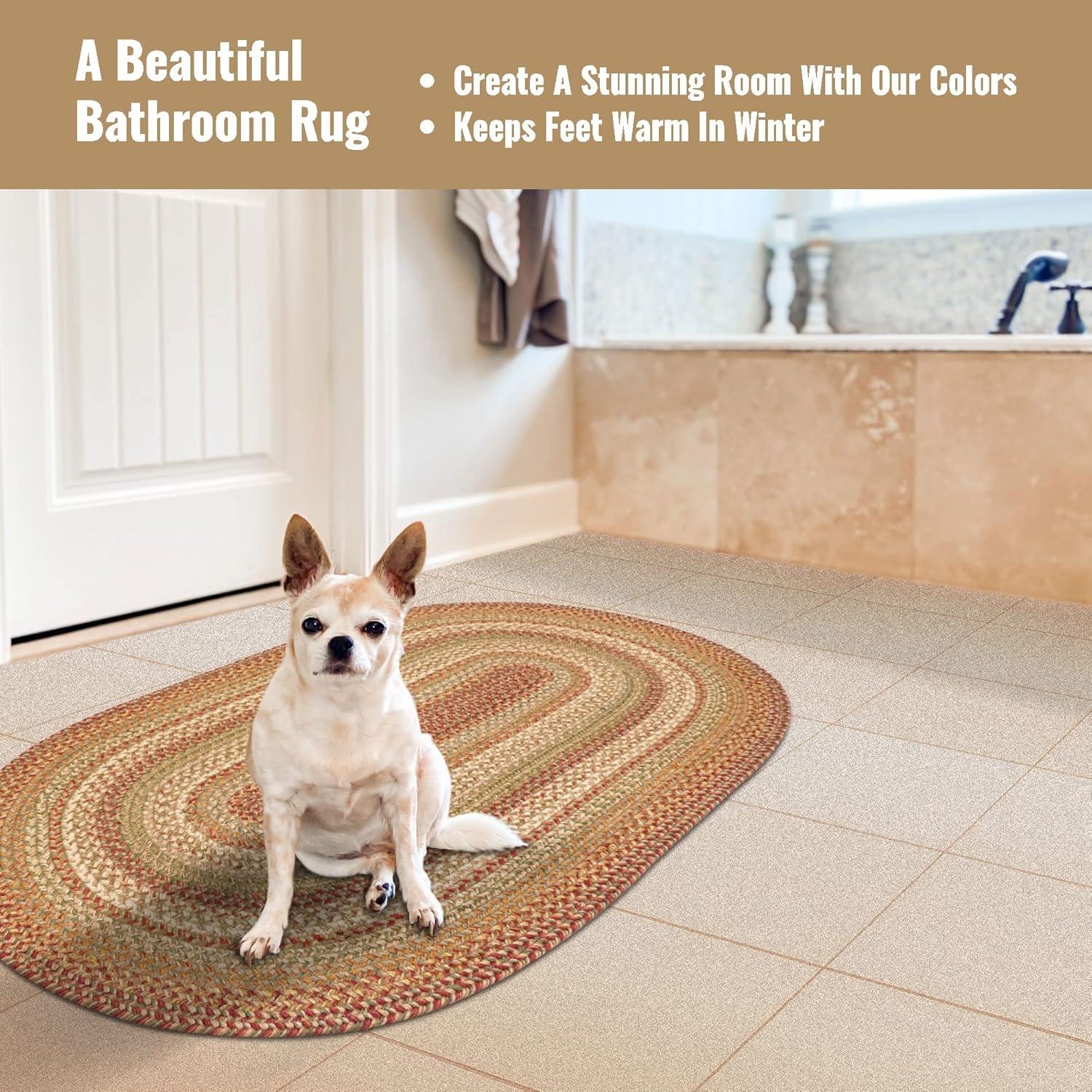 Homespice 20x30 Brown Oval Braided Rug. Harvest Brown Jute Oval Rug. Uses- Entryway Rugs, Kitchen Rugs, Bathroom Rugs. Reversible, Rustic, Country, Primitive, Farmhouse Decor Rug