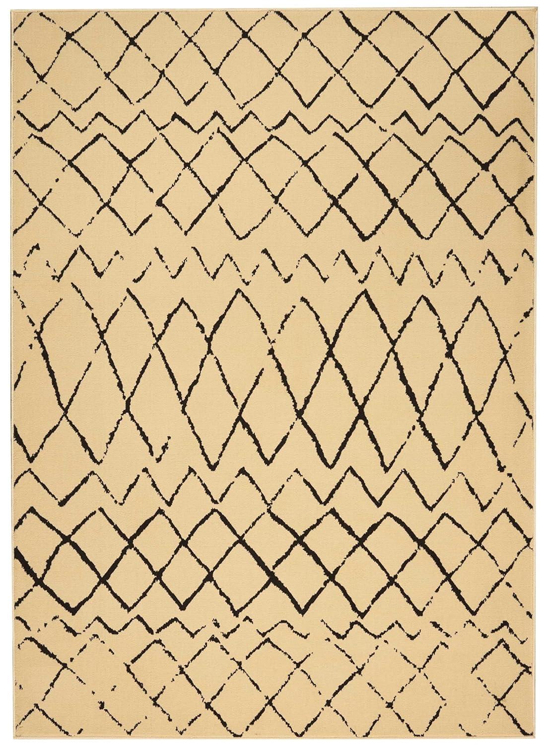 Nourison Grafix Cream Black Area Rug GRF04 5'3"X7'3"