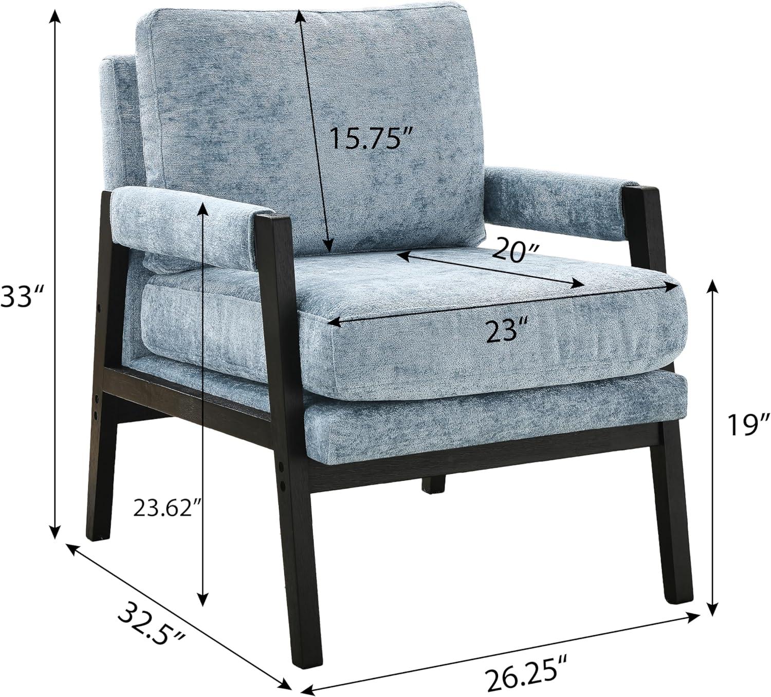 Roundhill Furniture Kelly Mid-Century Modern Chenille Upholstered Accent Armchair Blue