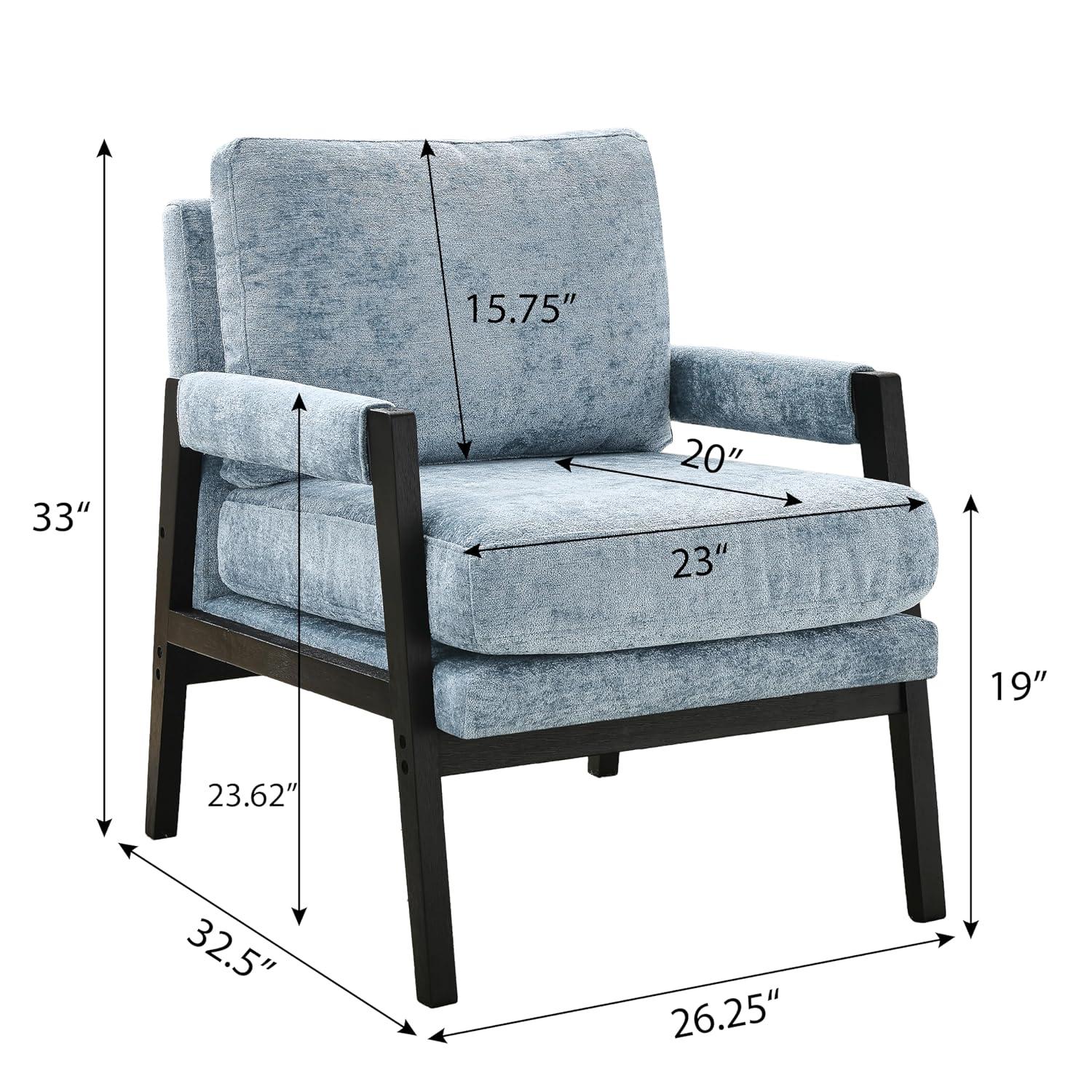 Roundhill Furniture Kelly Mid-Century Modern Chenille Upholstered Accent Armchair Blue