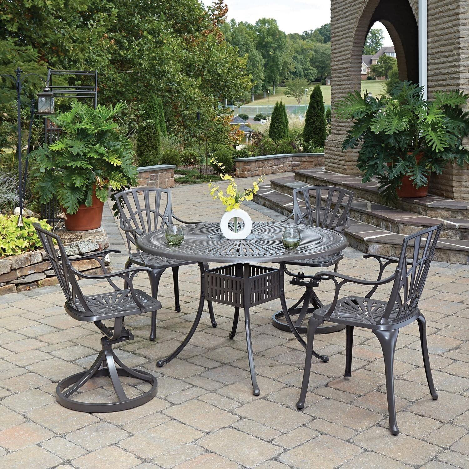 Grenada 48.5" Cast Aluminum Outdoor Dining Table in Khaki Gray