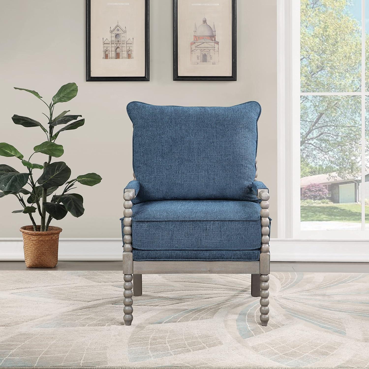 Brushed Gray Farmhouse Accent Chair with Padded Armrests