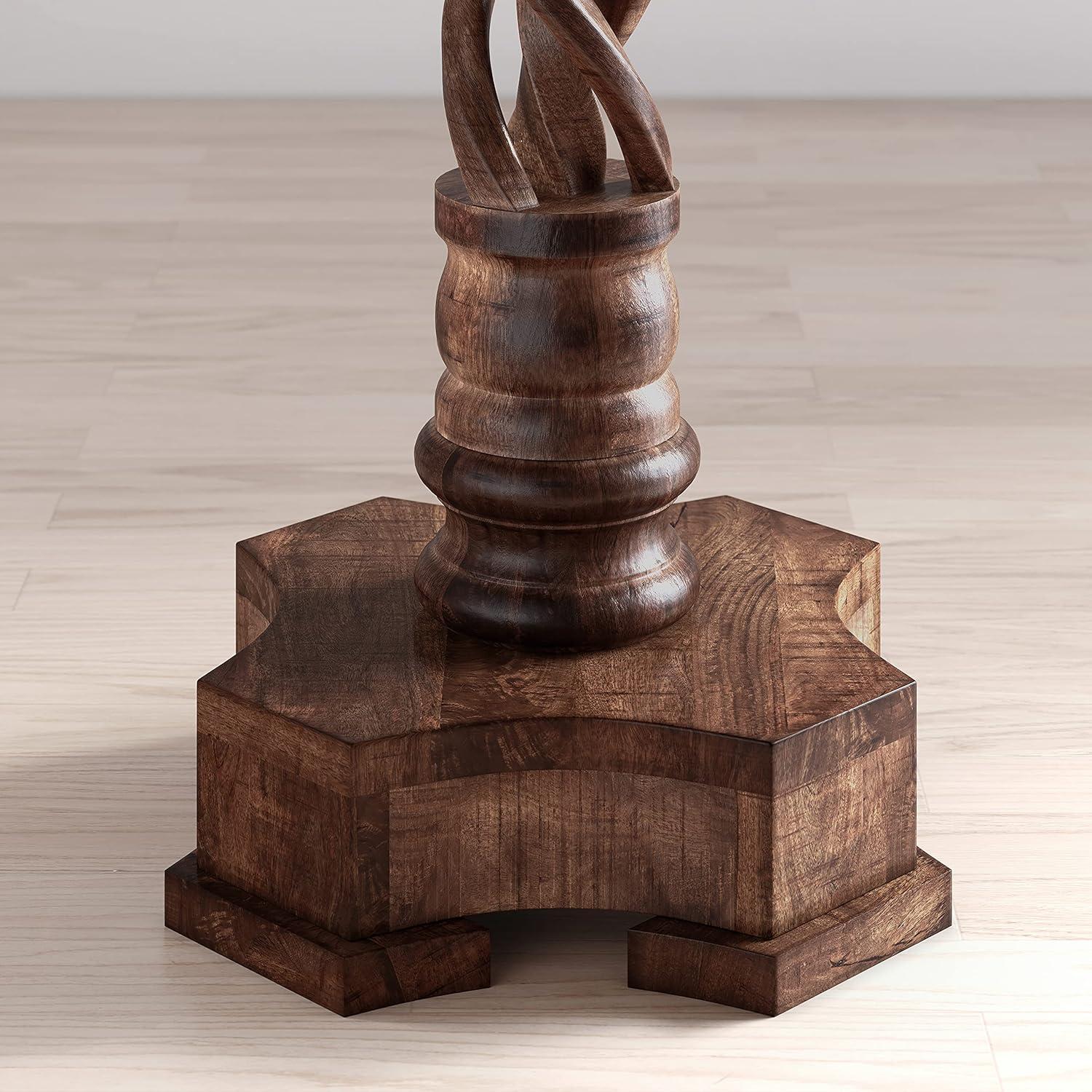 Jofran, Global Archive Hand Carved Solid Mango Wood Pedestal Table