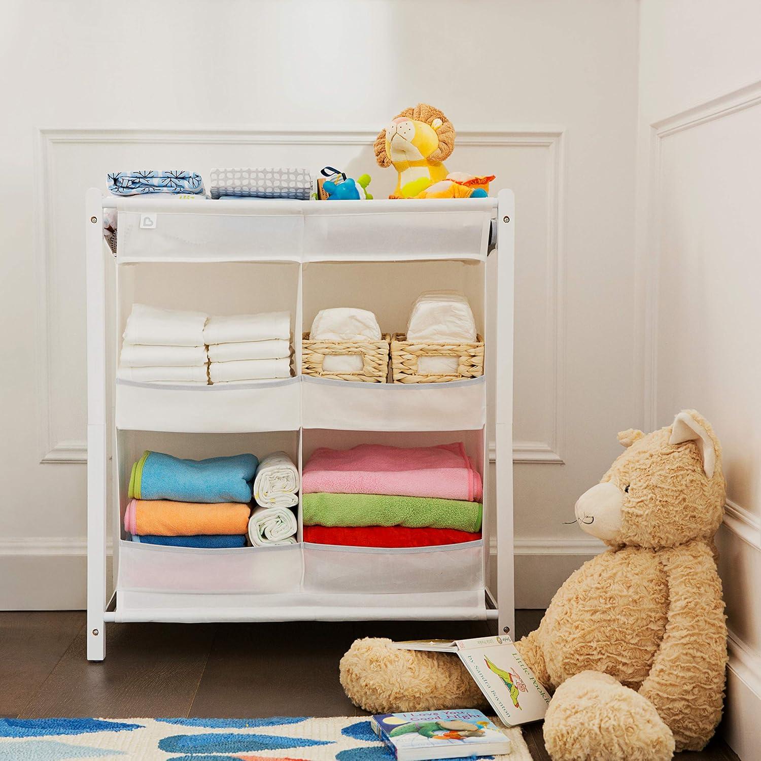 White Fabric Nursery Essentials Organizer with Shelves