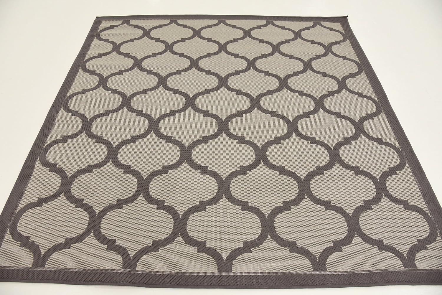 Unique Loom 6' 1 x 6' 1 Square Gray Outdoor Trellis Moroccan Area Rug