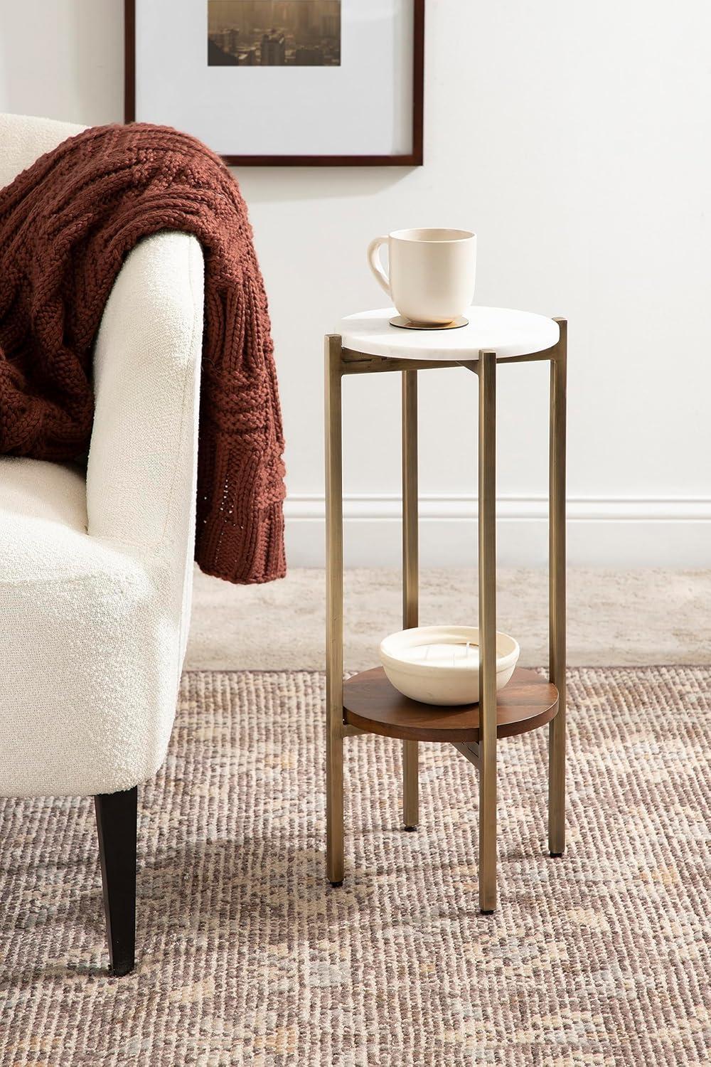 Kate and Laurel Moxley  Metal Tea Table, 11x11x25, Walnut Brown