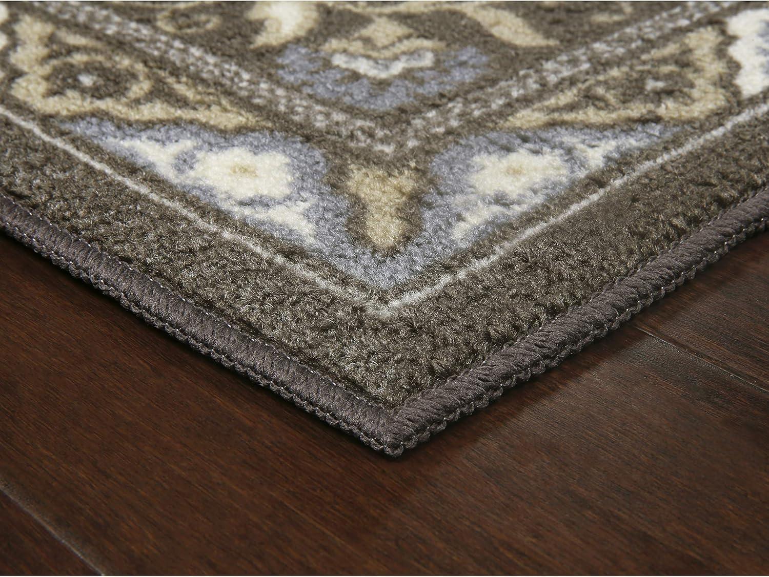 Gray Floral Tufted Non-Slip 5' x 7' Area Rug