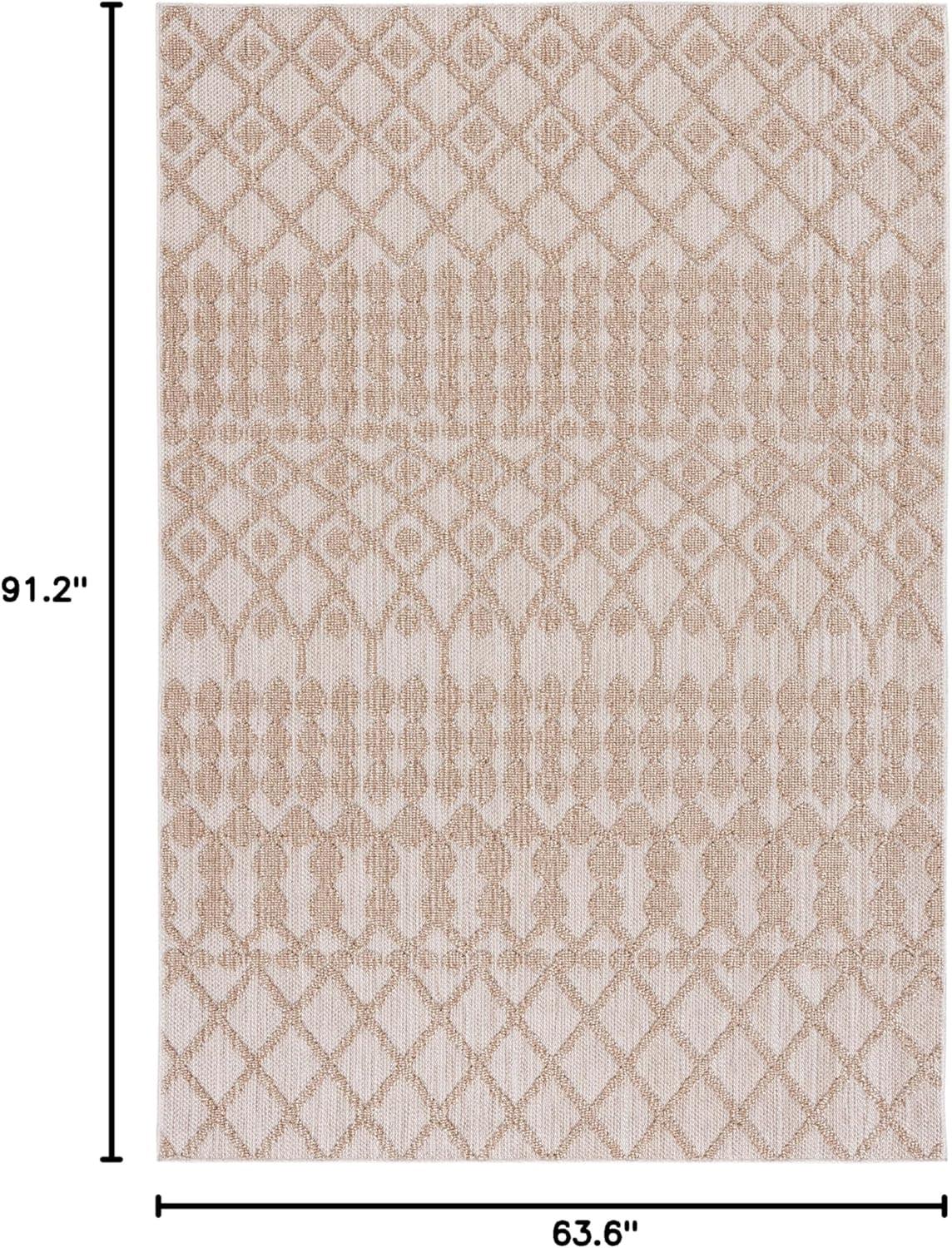 Global GLB206 Power Loomed Indoor/Outdoor Area Rug - Beige/Brown - 5'3"x7'6" - Safavieh