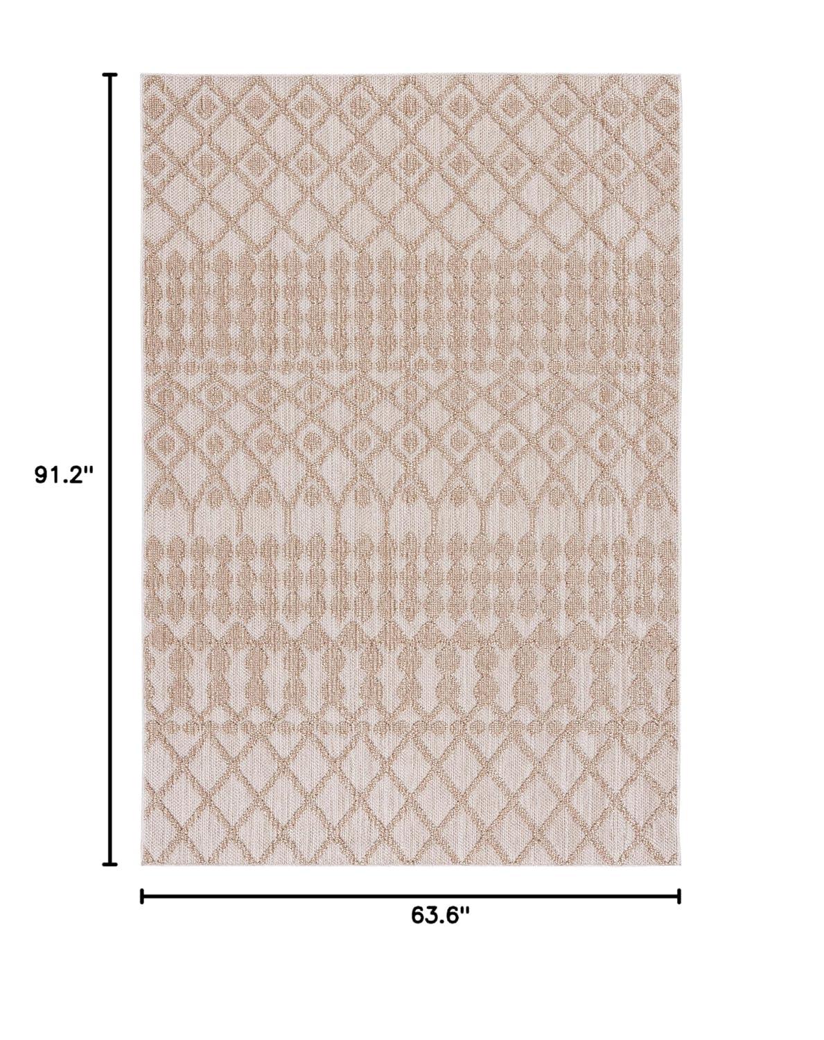 Global GLB206 Power Loomed Indoor/Outdoor Area Rug - Beige/Brown - 5'3"x7'6" - Safavieh