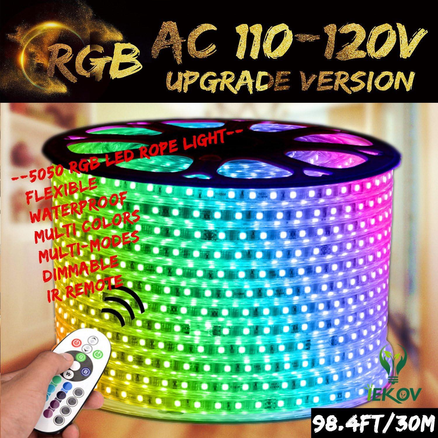 98.4ft Multicolor Waterproof LED Strip Light with Remote