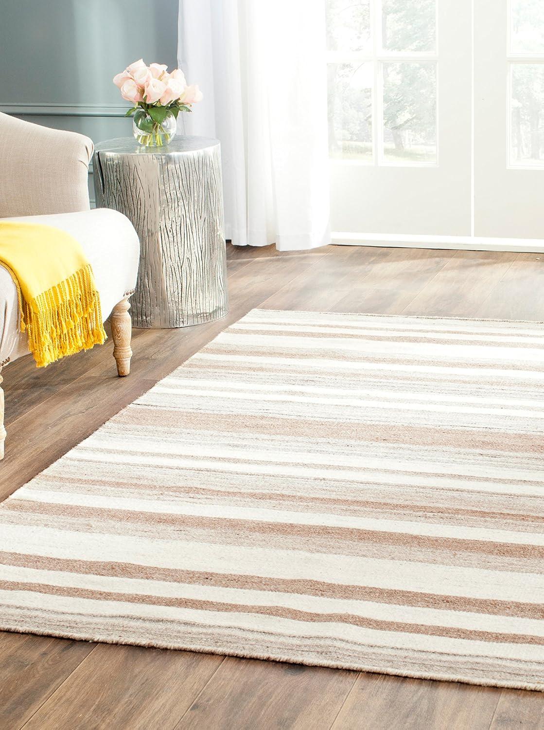 Dhurries DHU631 Hand Woven Flat Weave Area Rug Natural / Camel 4' X 6' - Safavieh.