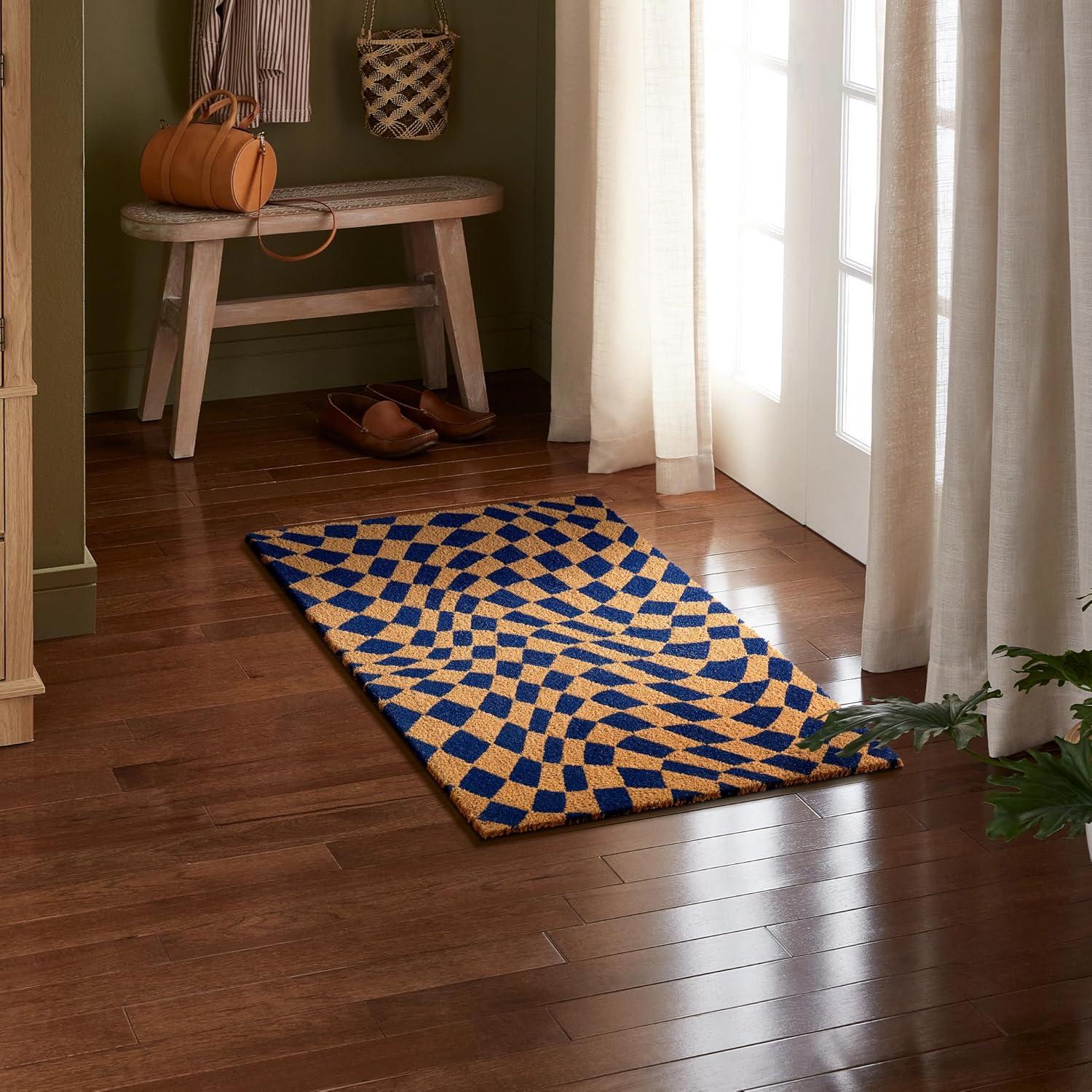 Town & Country Living TOWN & COUNTRY LIVING Emmett Groovy Checkerboard Non-Slip Indoor Outdoor Door Mat