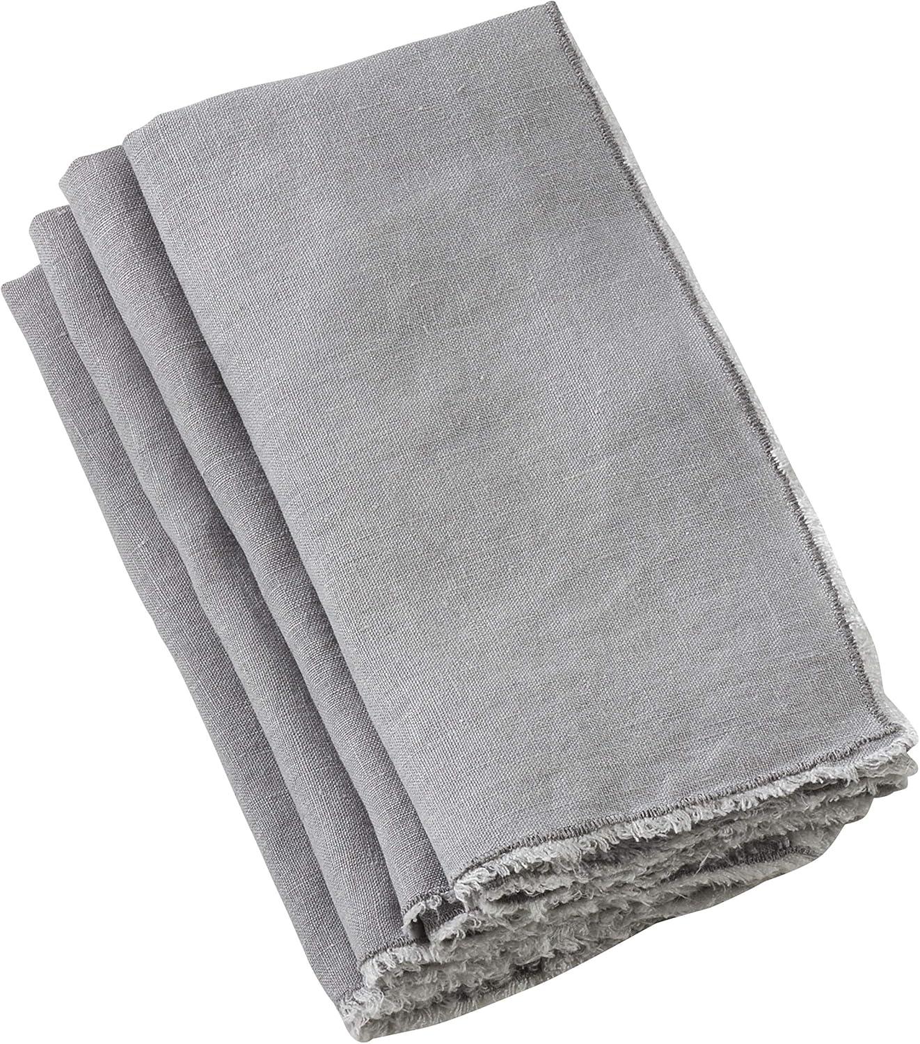 Saro Lifestyle Fringed Design Stone Washed Napkins