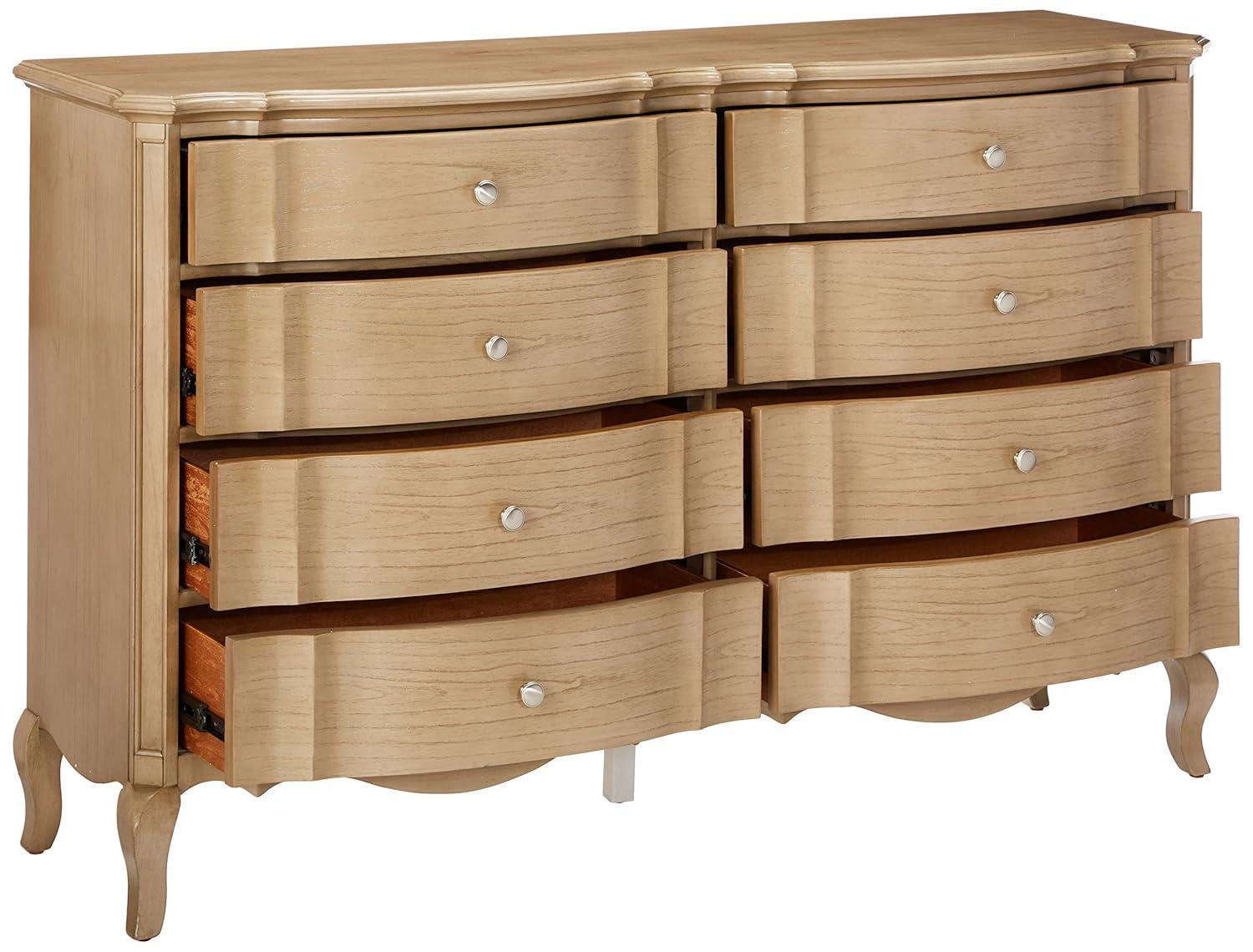Acme Furniture 64" Chelmsford Dresser Antique Taupe: 8-Drawer Wood Storage for Bedroom, No Assembly Required