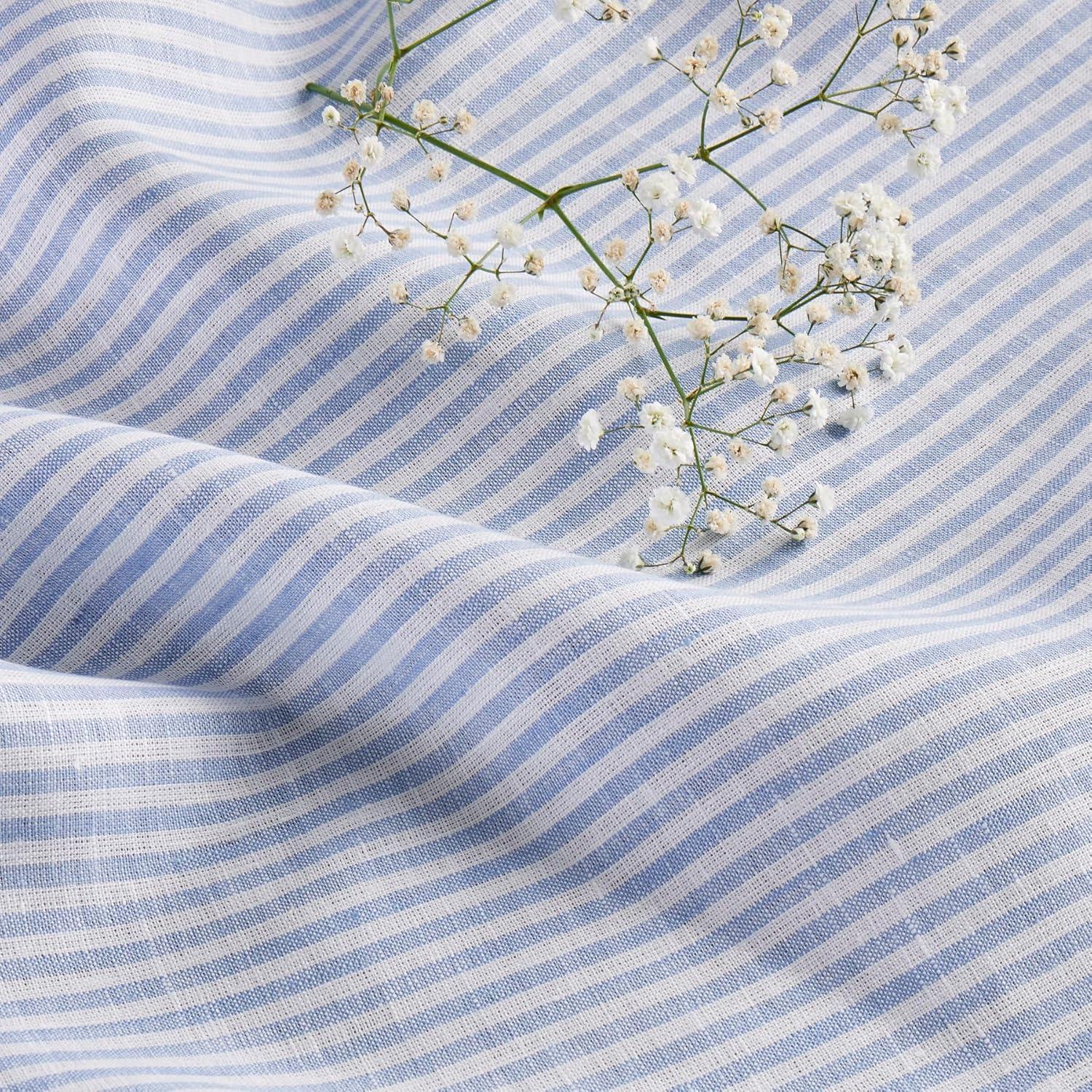 Solino Home Narrow Stripe - 100% Pure Linen Dinner Napkins (Set of 4)