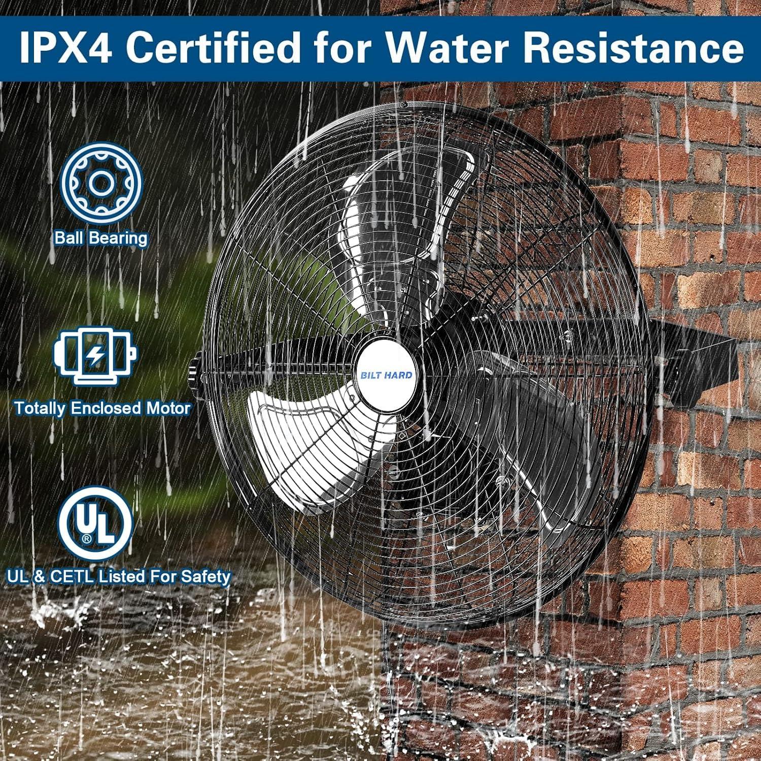 BILT HARD 18" Industrial Wall Mount Fan, 3-Speeds High Velocity Wall Fan with Sealed Motor, 4300 CFM Heavy Duty Metal Barn Fans