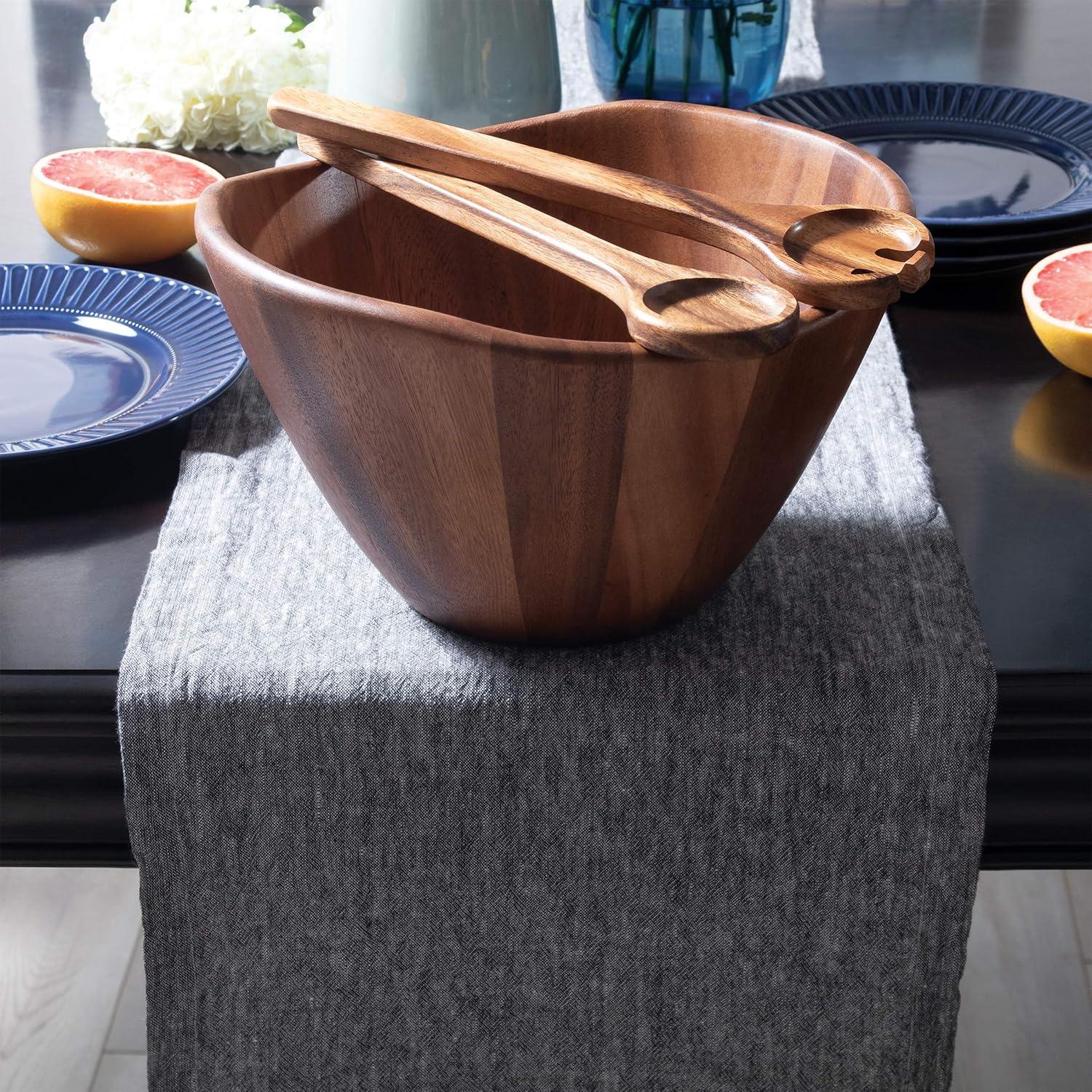 Lipper Acacia Wave Bowl, Large With Servers