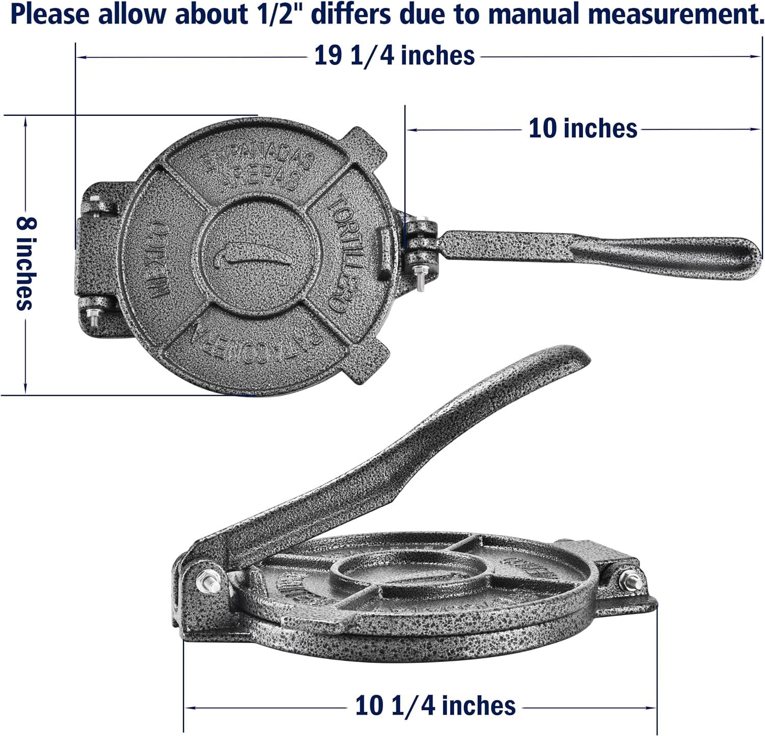 Heavy Duty Black Cast Iron 8-Inch Tortilla Press