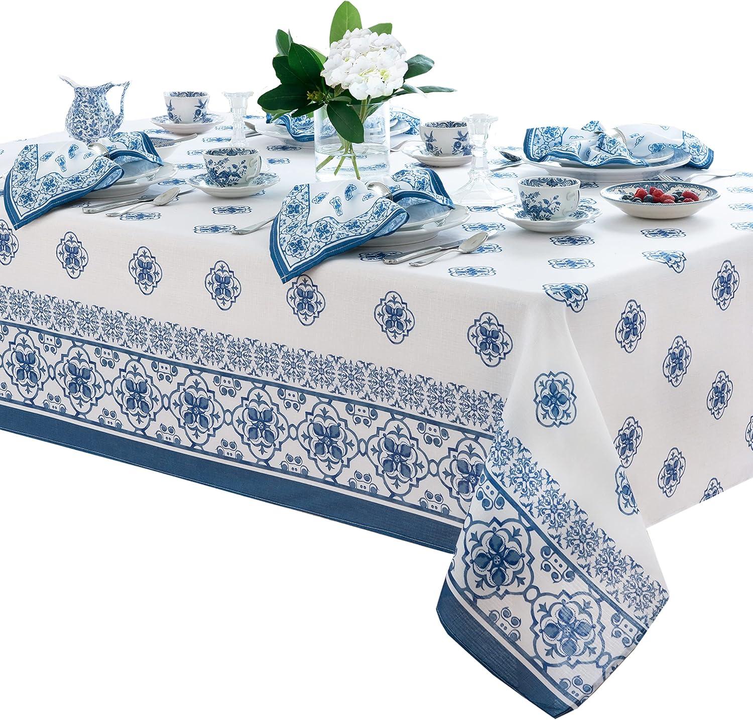 Mykonos Blue and White Rectangular Fabric Placemats, Set of 4